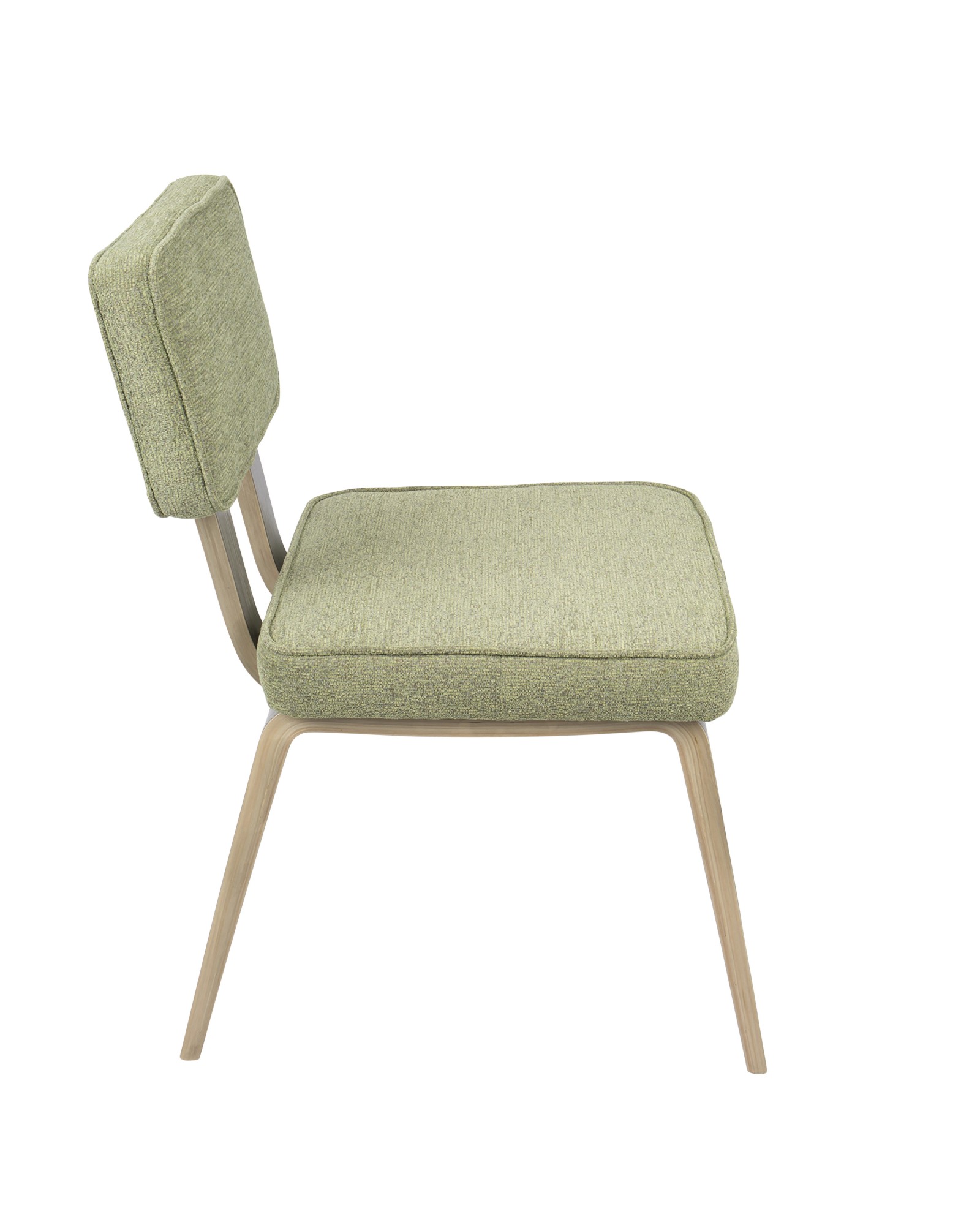 Nunzio Mid-Century Modern Dining Chair in Light Grey Wood and Light Green Fabric - Set of 2