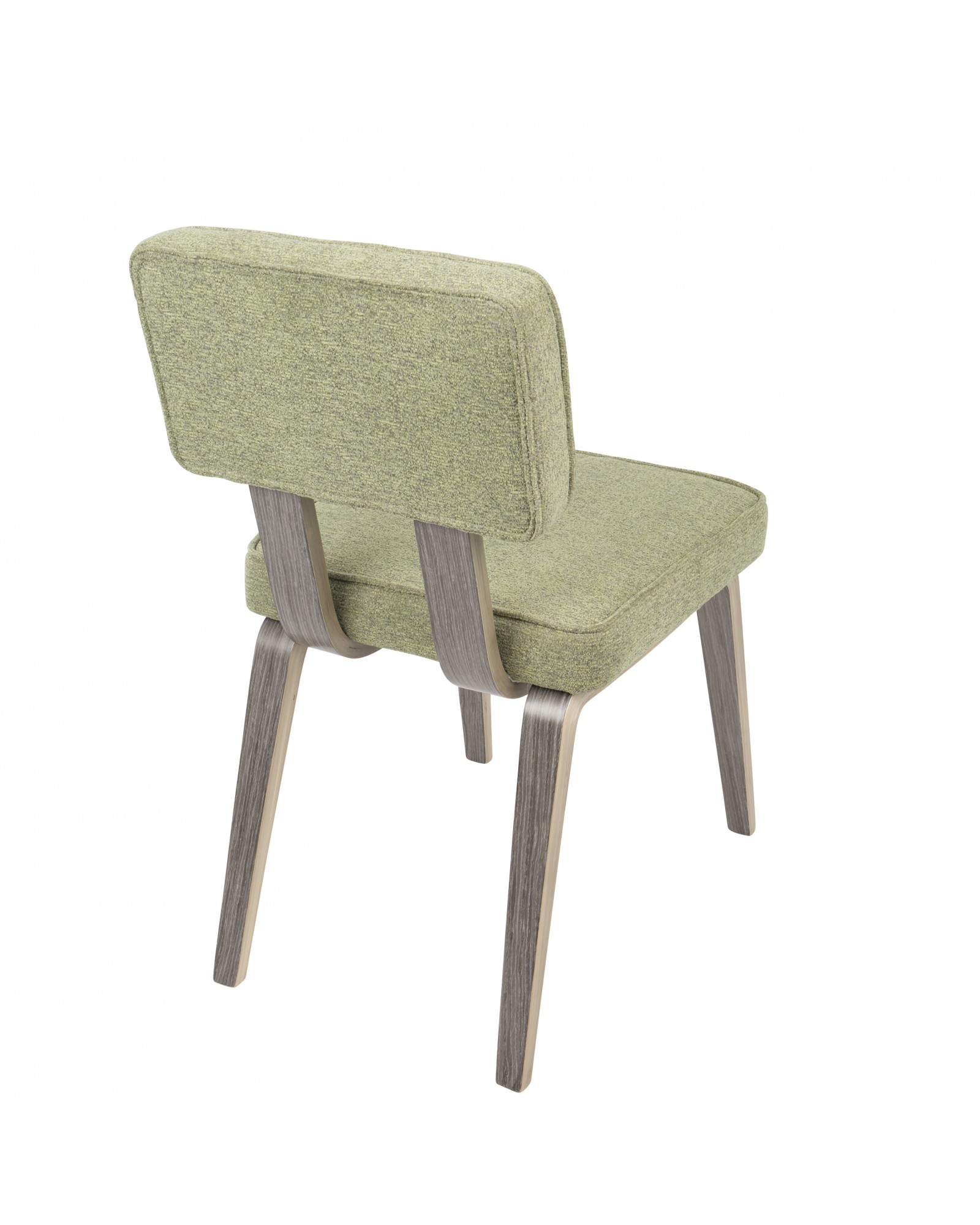 Nunzio Mid-Century Modern Dining Chair in Light Grey Wood and Light Green Fabric - Set of 2
