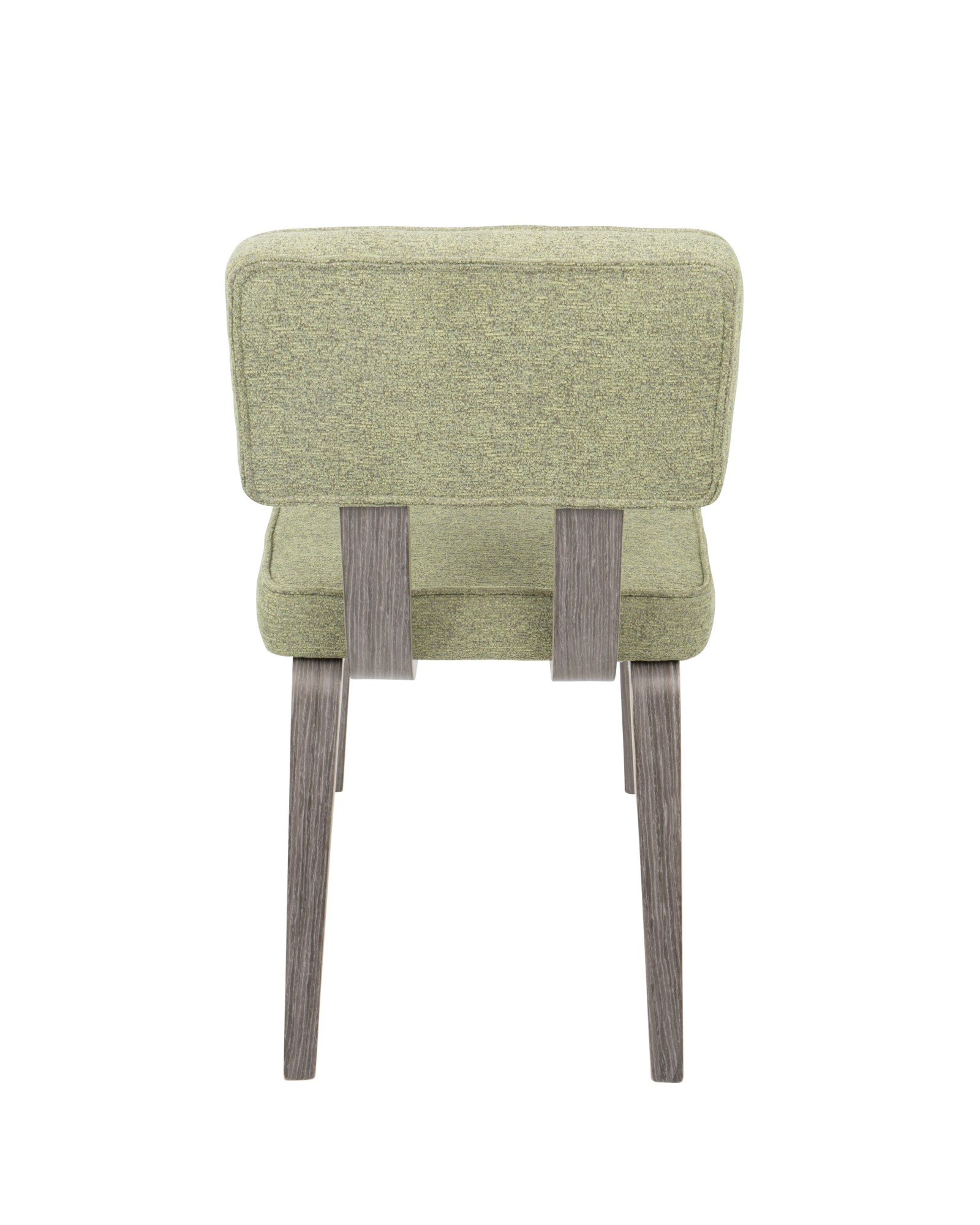 Nunzio Mid-Century Modern Dining Chair in Light Grey Wood and Light Green Fabric - Set of 2
