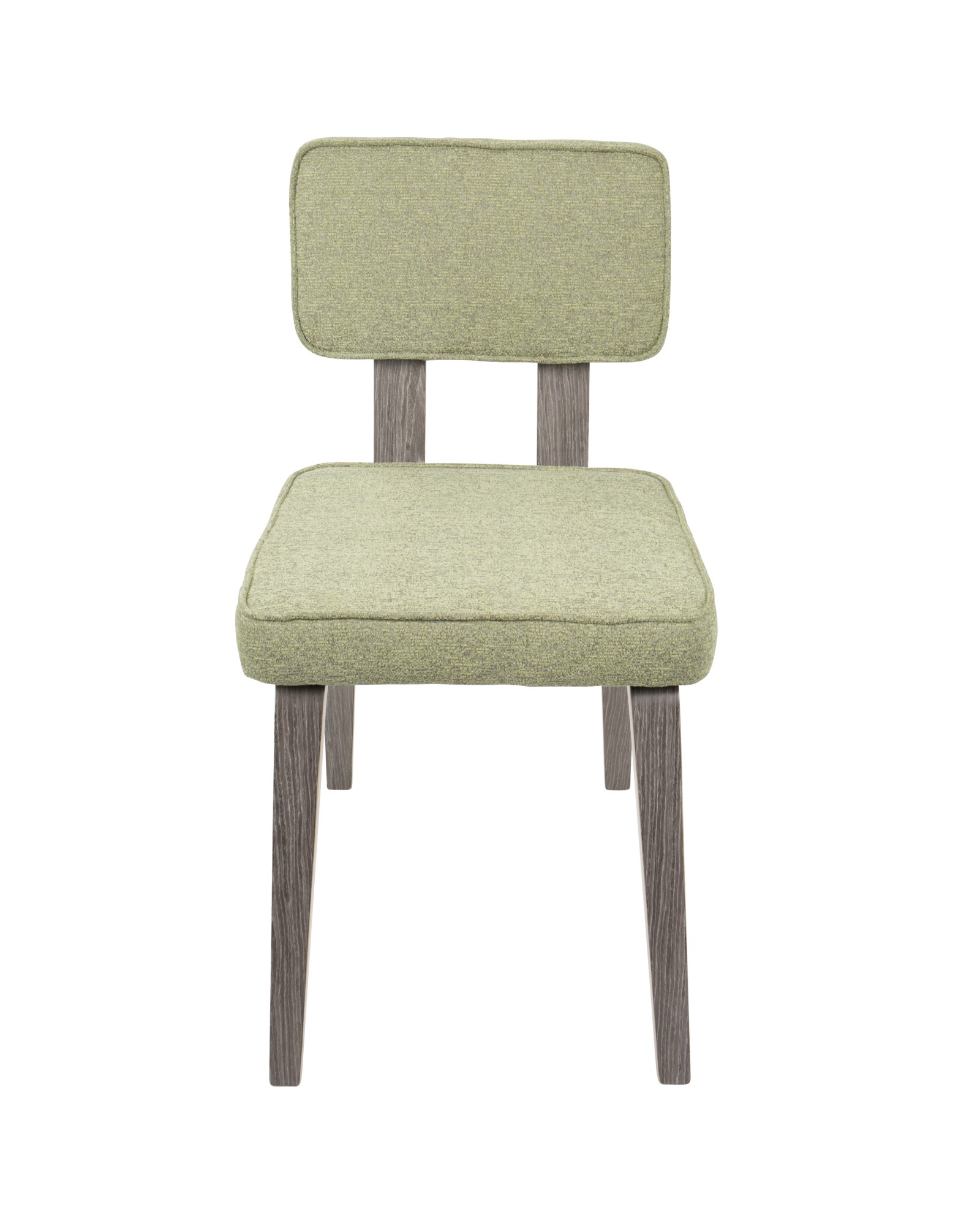 Nunzio Mid-Century Modern Dining Chair in Light Grey Wood and Light Green Fabric - Set of 2