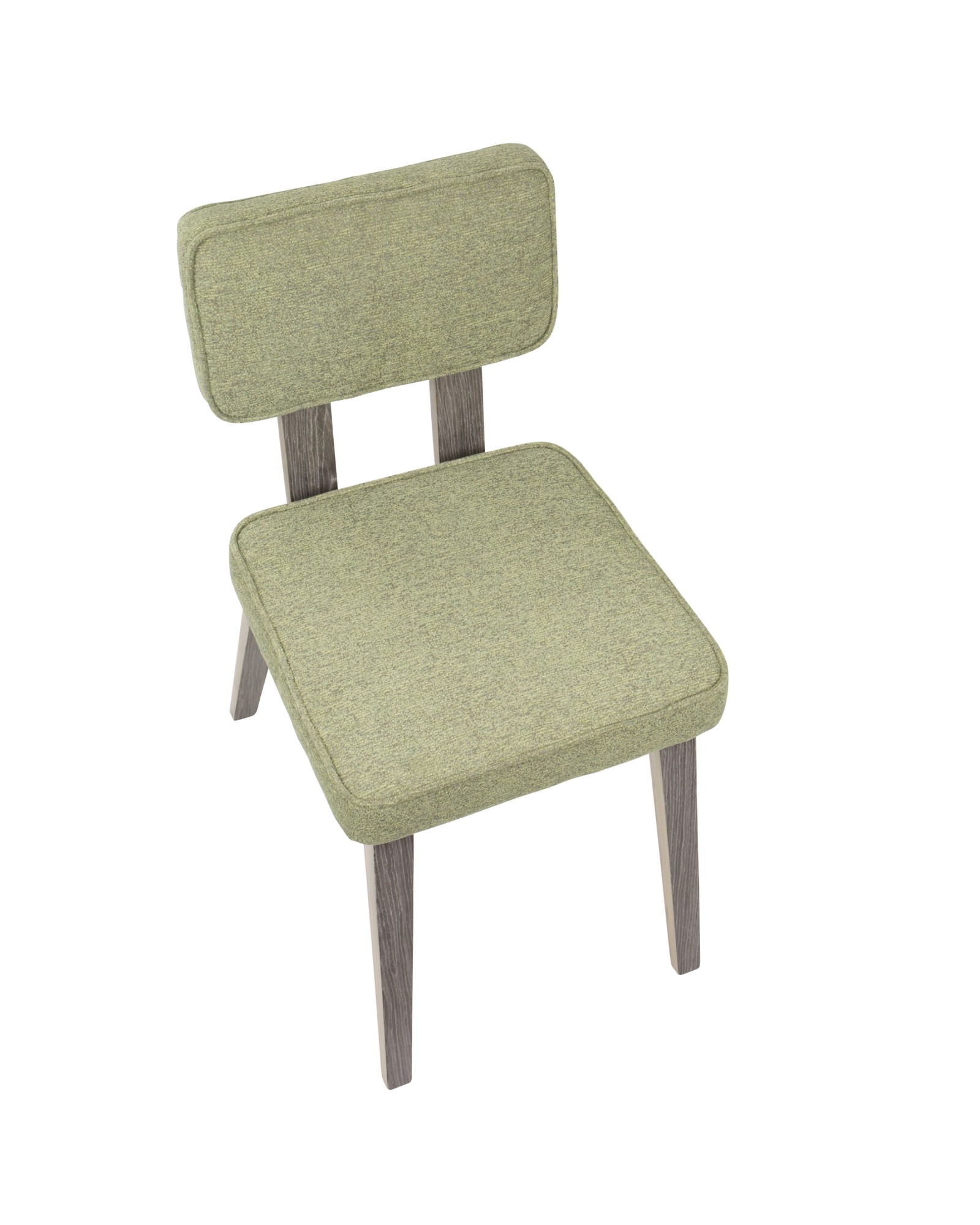 Nunzio Mid-Century Modern Dining Chair in Light Grey Wood and Light Green Fabric - Set of 2