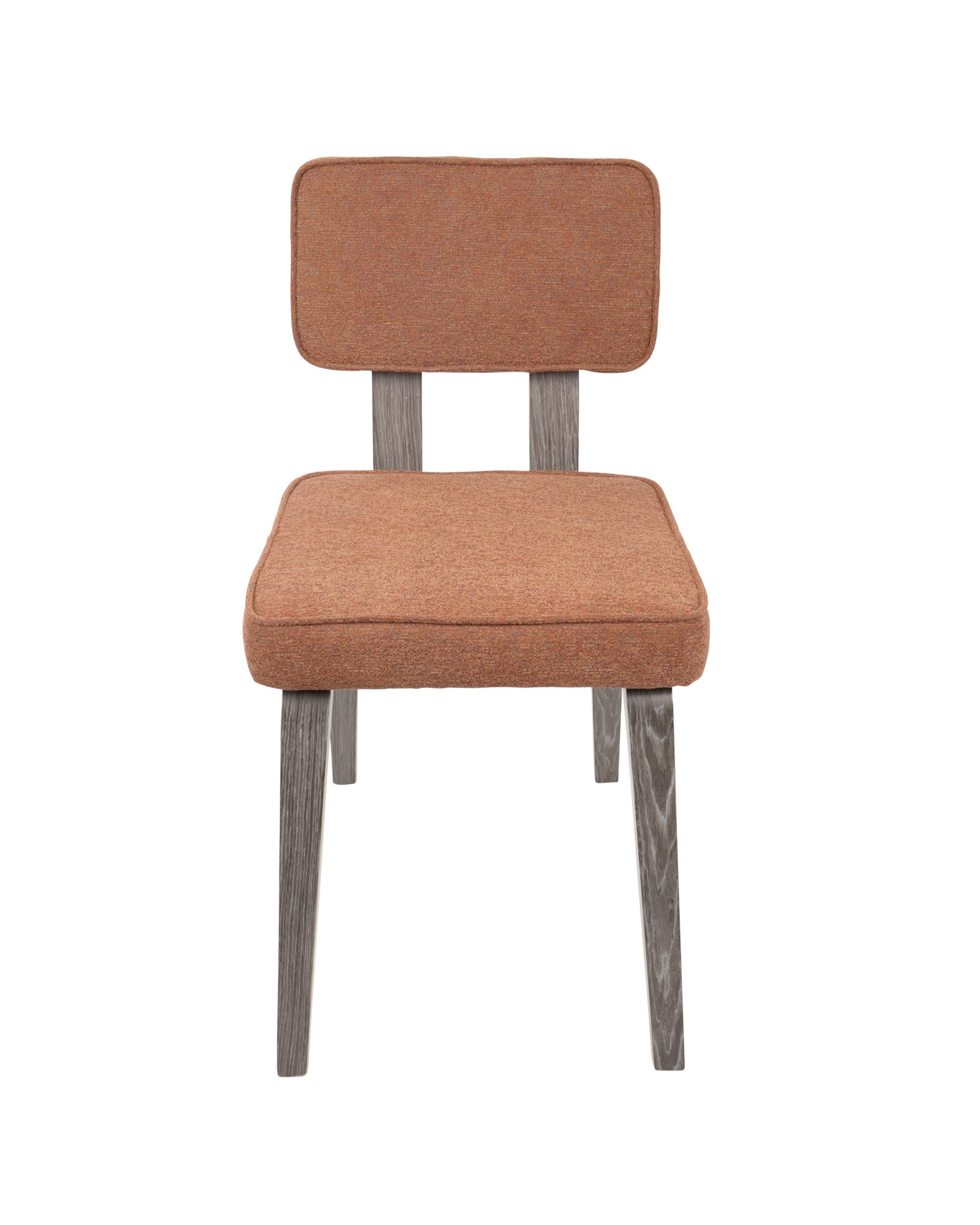 Nunzio Mid-Century Modern Dining Chair in Light Grey Wood and Orange Fabric - Set of 2