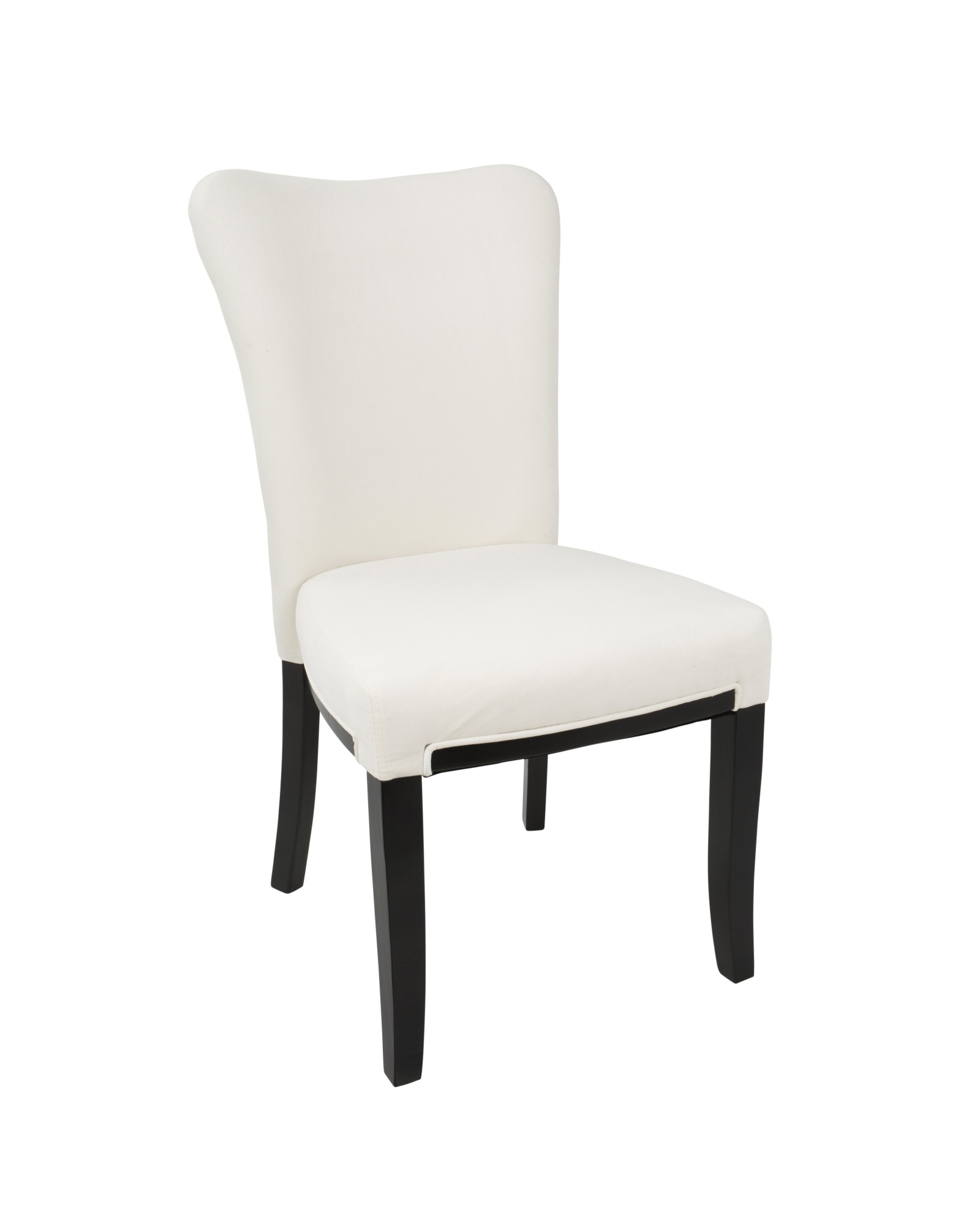 Olivia Contemporary Dining Chair in Espresso Wood and Cream Velvet - Set of 2