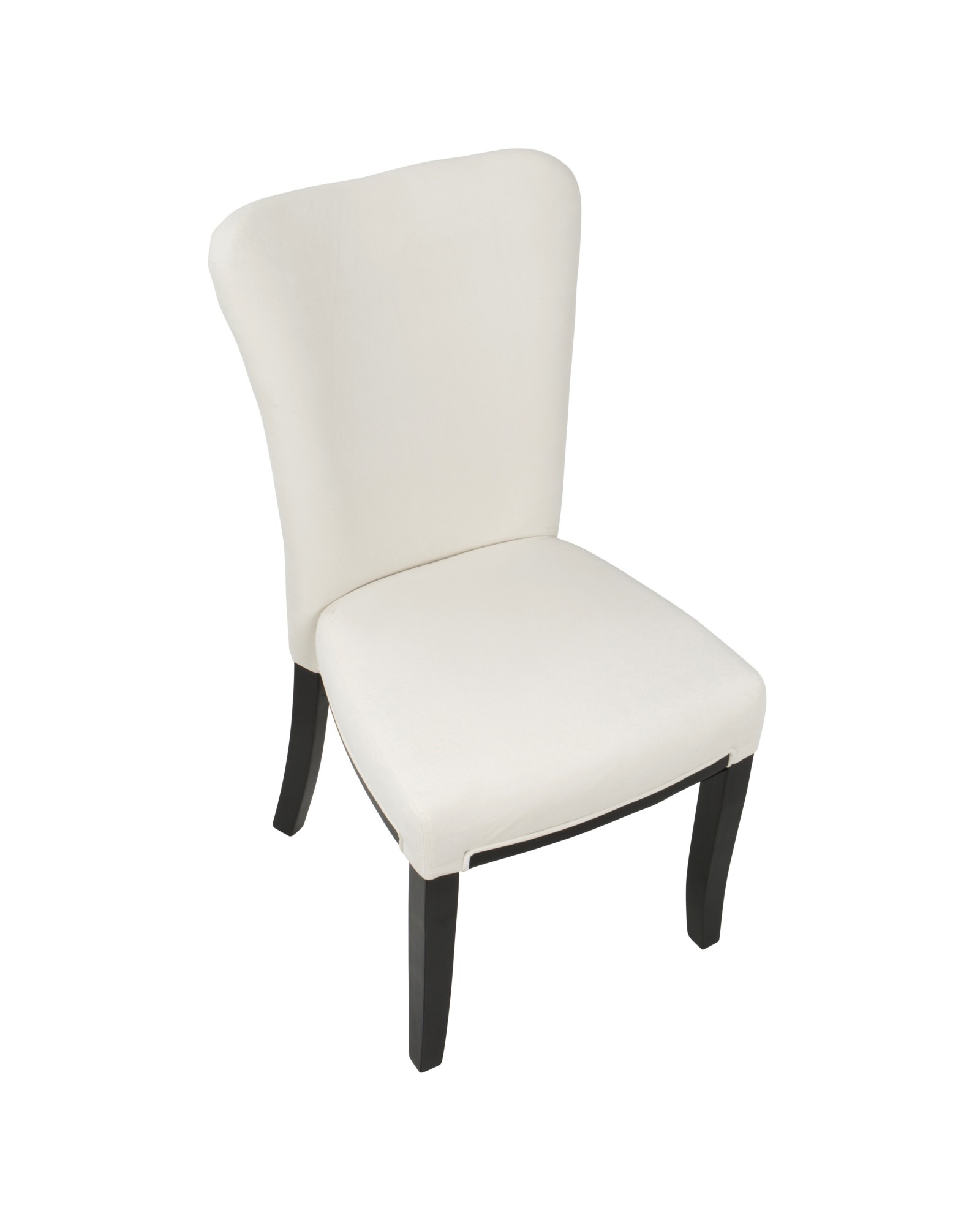 Olivia Contemporary Dining Chair in Espresso Wood and Cream Velvet - Set of 2