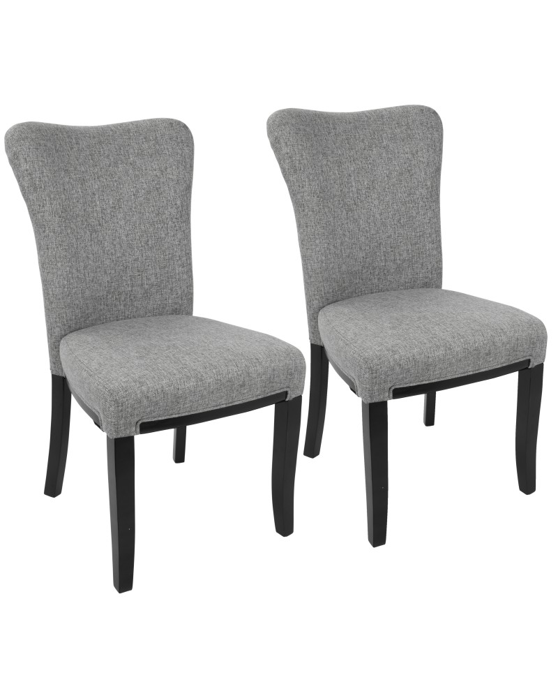 Olivia Contemporary Dining Chair in Espresso Wood and Grey Fabric - Set of 2