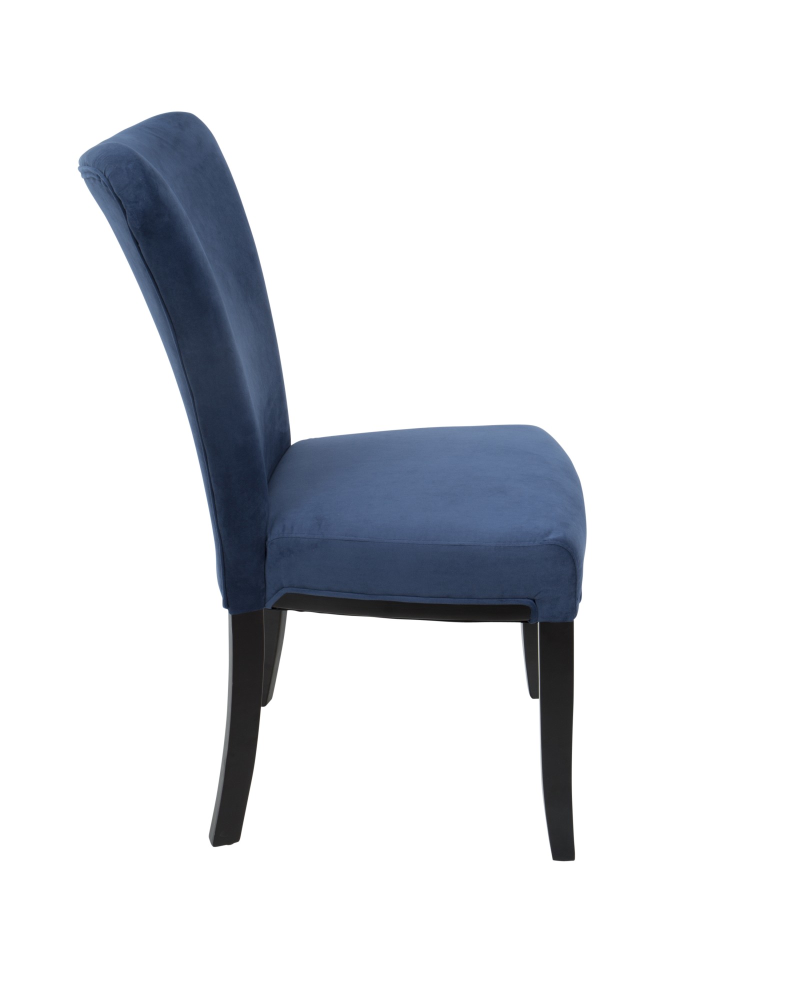 Olivia Contemporary Dining Chair in Espresso Wood and Navy Blue Velvet - Set of 2