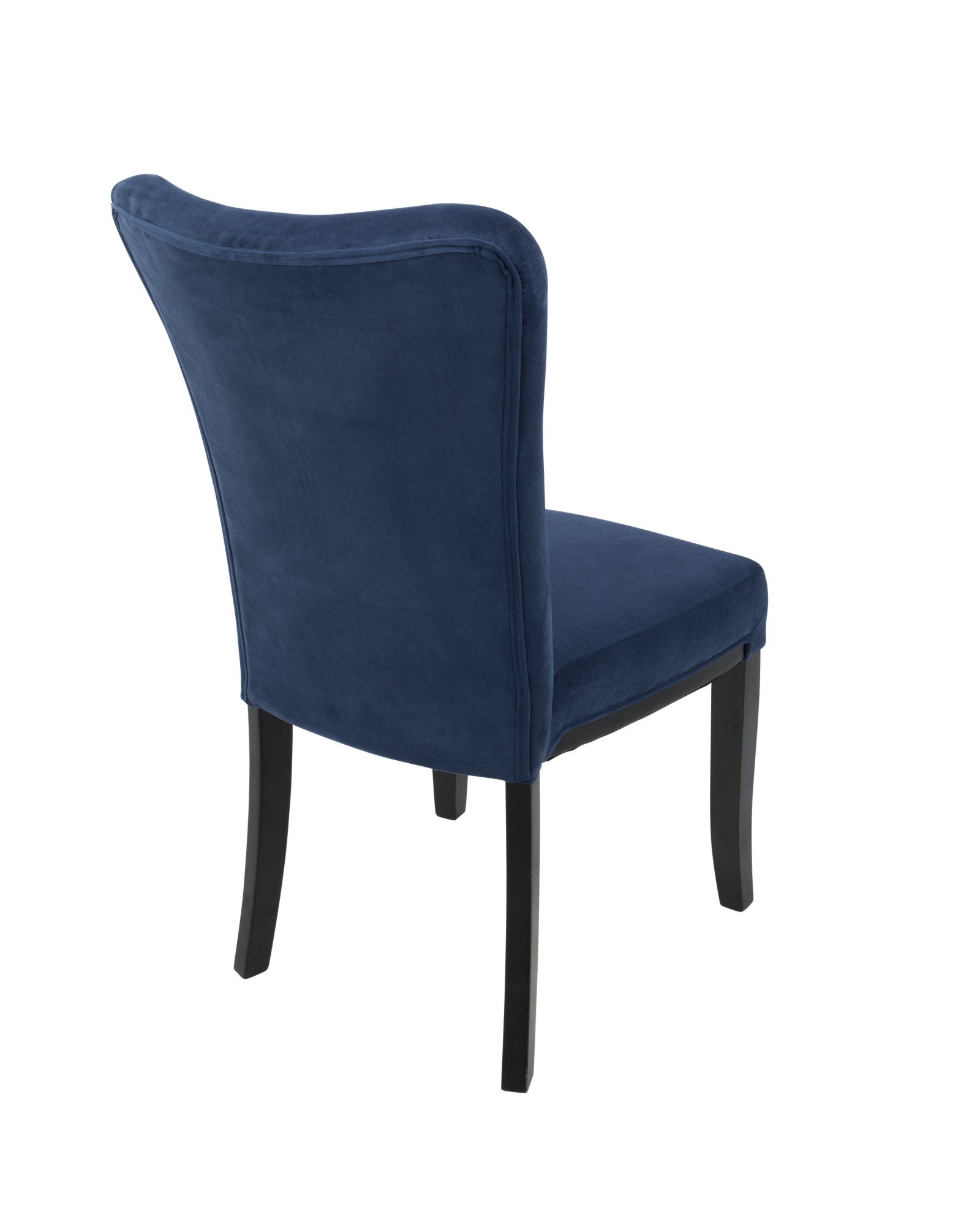 Olivia Contemporary Dining Chair in Espresso Wood and Navy Blue Velvet - Set of 2