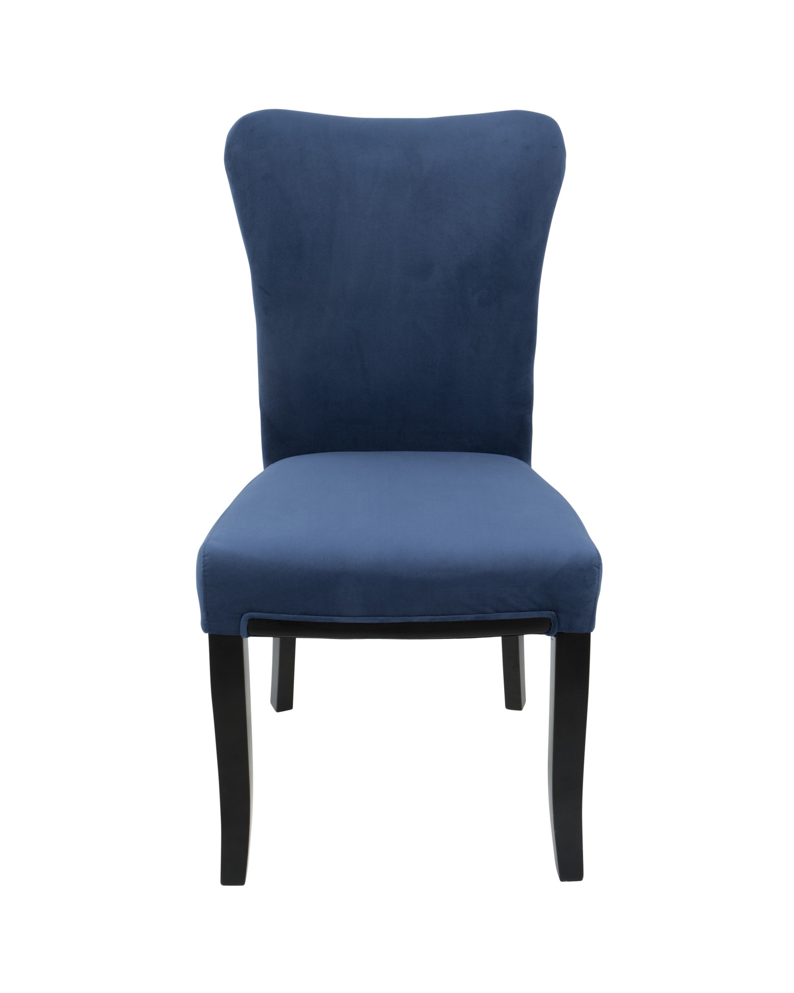 Olivia Contemporary Dining Chair in Espresso Wood and Navy Blue Velvet - Set of 2