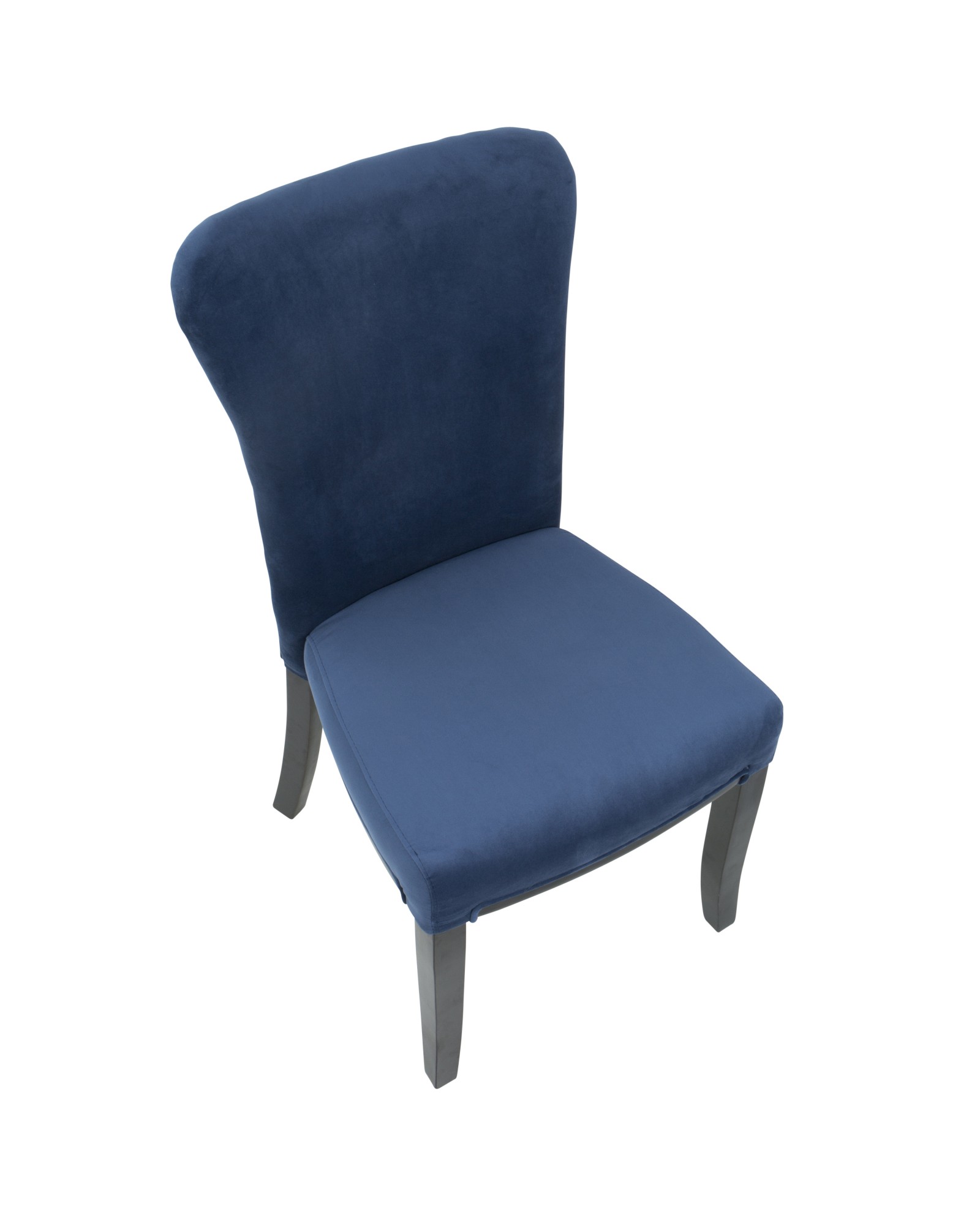 Olivia Contemporary Dining Chair in Espresso Wood and Navy Blue Velvet - Set of 2