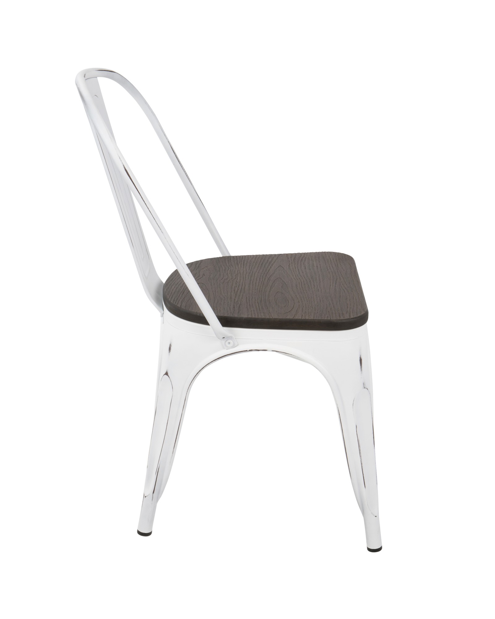 Oregon Industrial-Farmhouse Stackable Dining Chair in Vintage White and Espresso - Set of 2