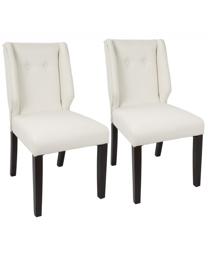 Rosario Contemporary Dining Chair in Walnut and Cream - Set of 2