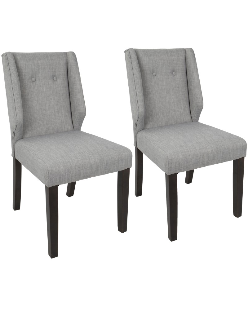 Rosario Contemporary Dining Chair in Walnut and Light Grey - Set of 2