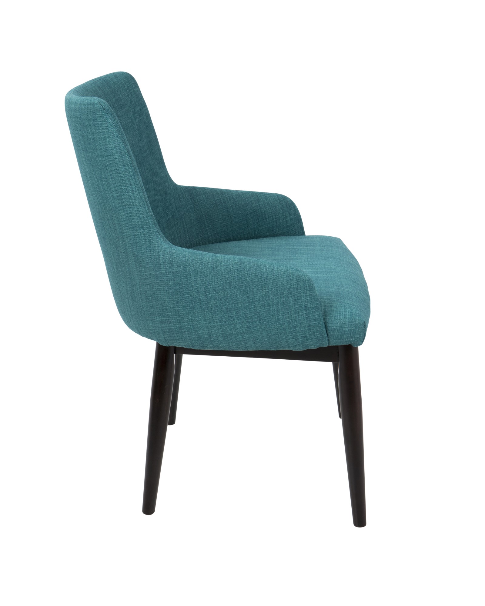 Santiago Mid-Century Modern Dining/Accent Chair in Walnut with Teal Fabric - Set of 2