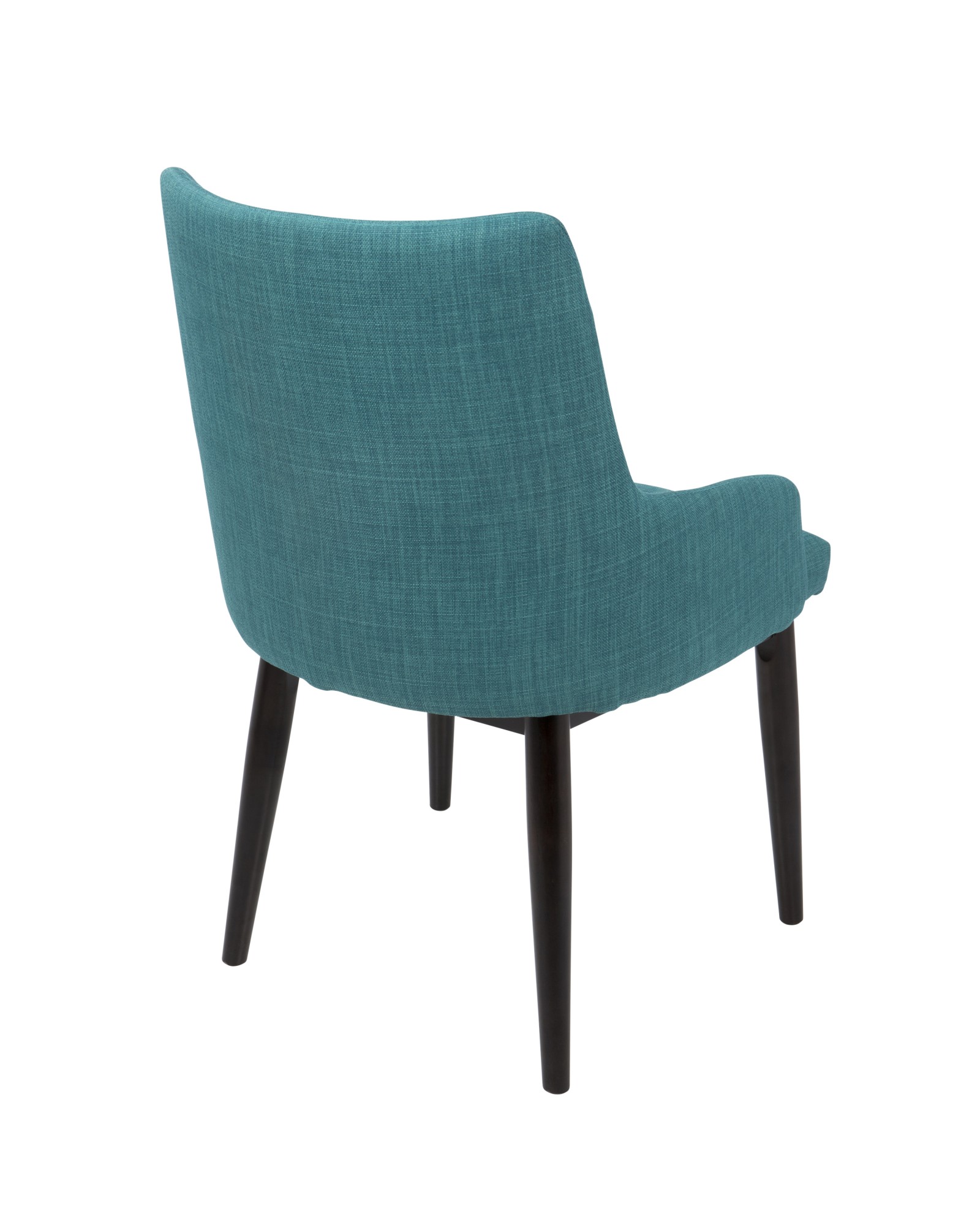 Santiago Mid-Century Modern Dining/Accent Chair in Walnut with Teal Fabric - Set of 2