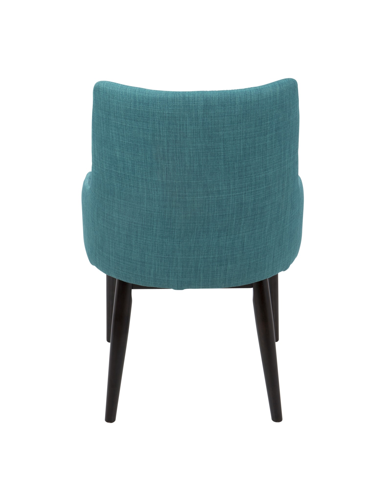 Santiago Mid-Century Modern Dining/Accent Chair in Walnut with Teal Fabric - Set of 2