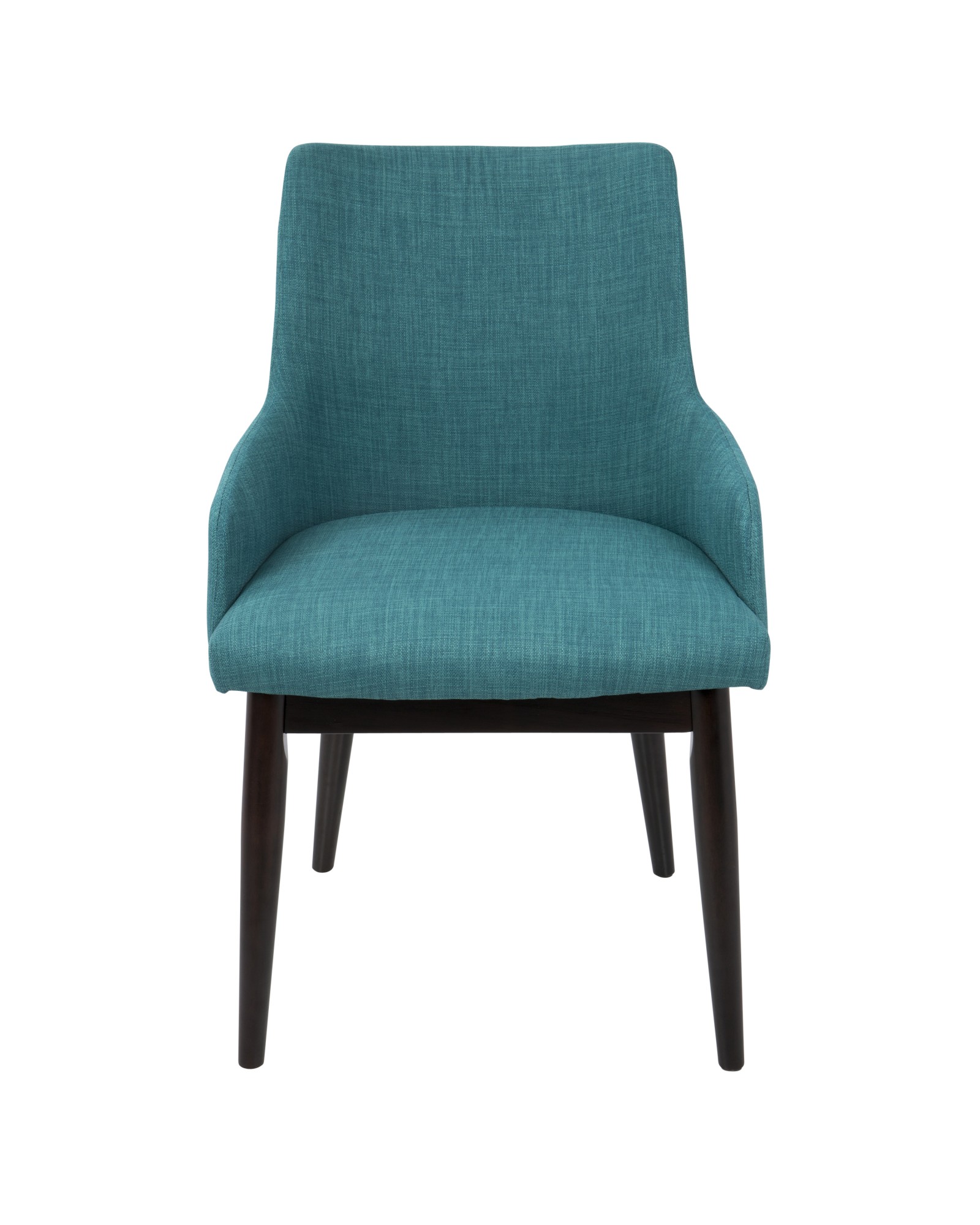 Santiago Mid-Century Modern Dining/Accent Chair in Walnut with Teal Fabric - Set of 2