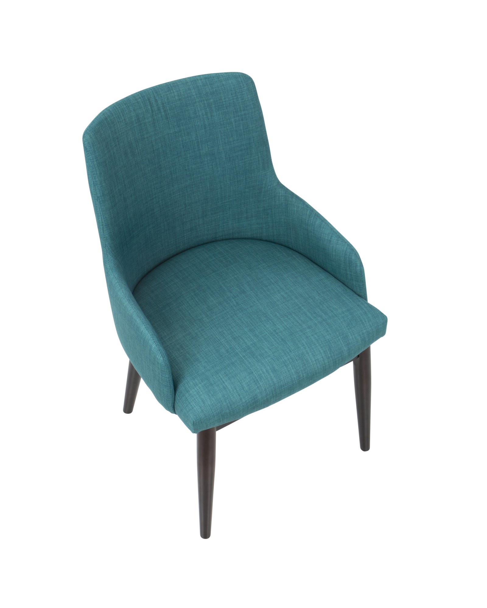 Santiago Mid-Century Modern Dining/Accent Chair in Walnut with Teal Fabric - Set of 2