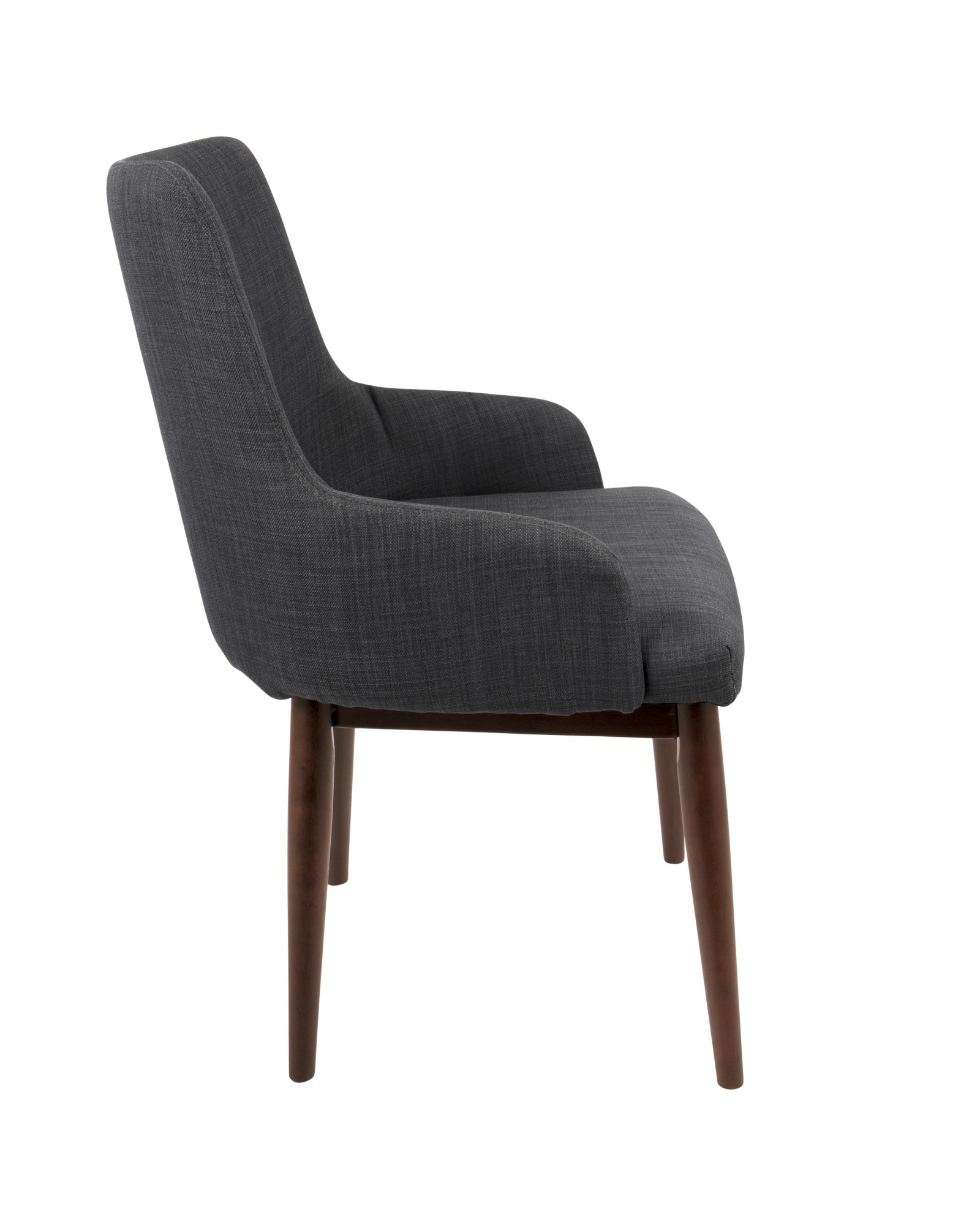 Santiago Mid-Century Modern Dining/Accent Chair in Walnut with Charcoal Fabric - Set of 2