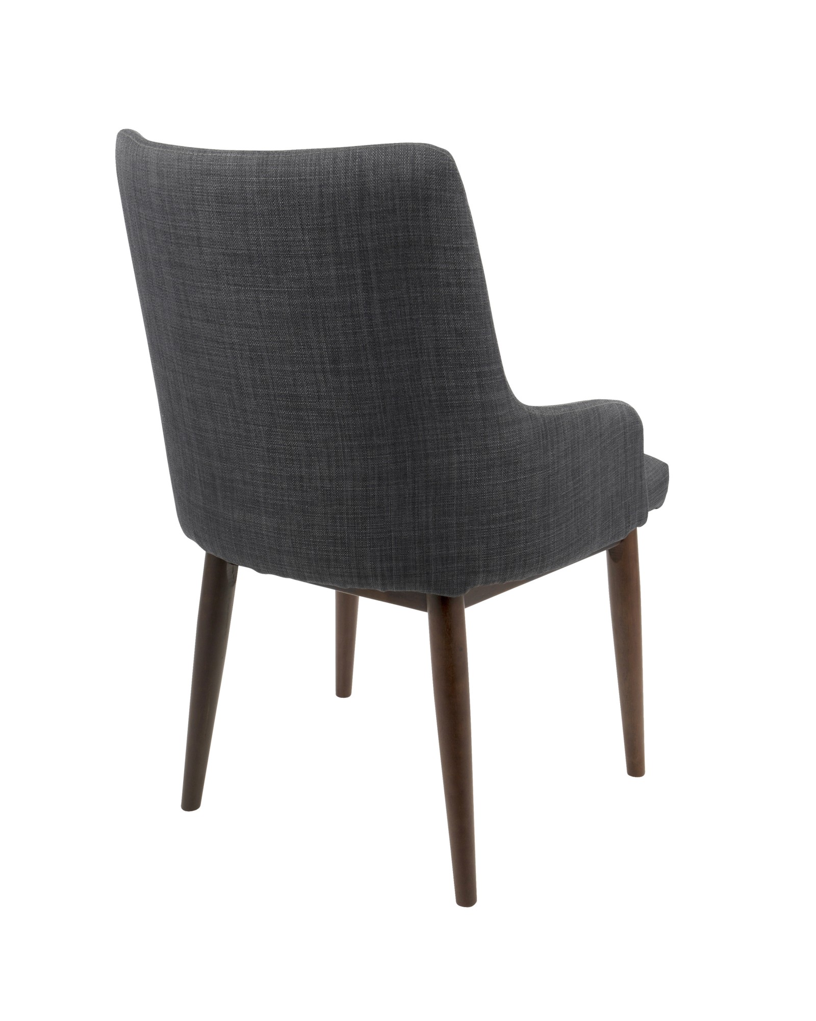 Santiago Mid-Century Modern Dining/Accent Chair in Walnut with Charcoal Fabric - Set of 2