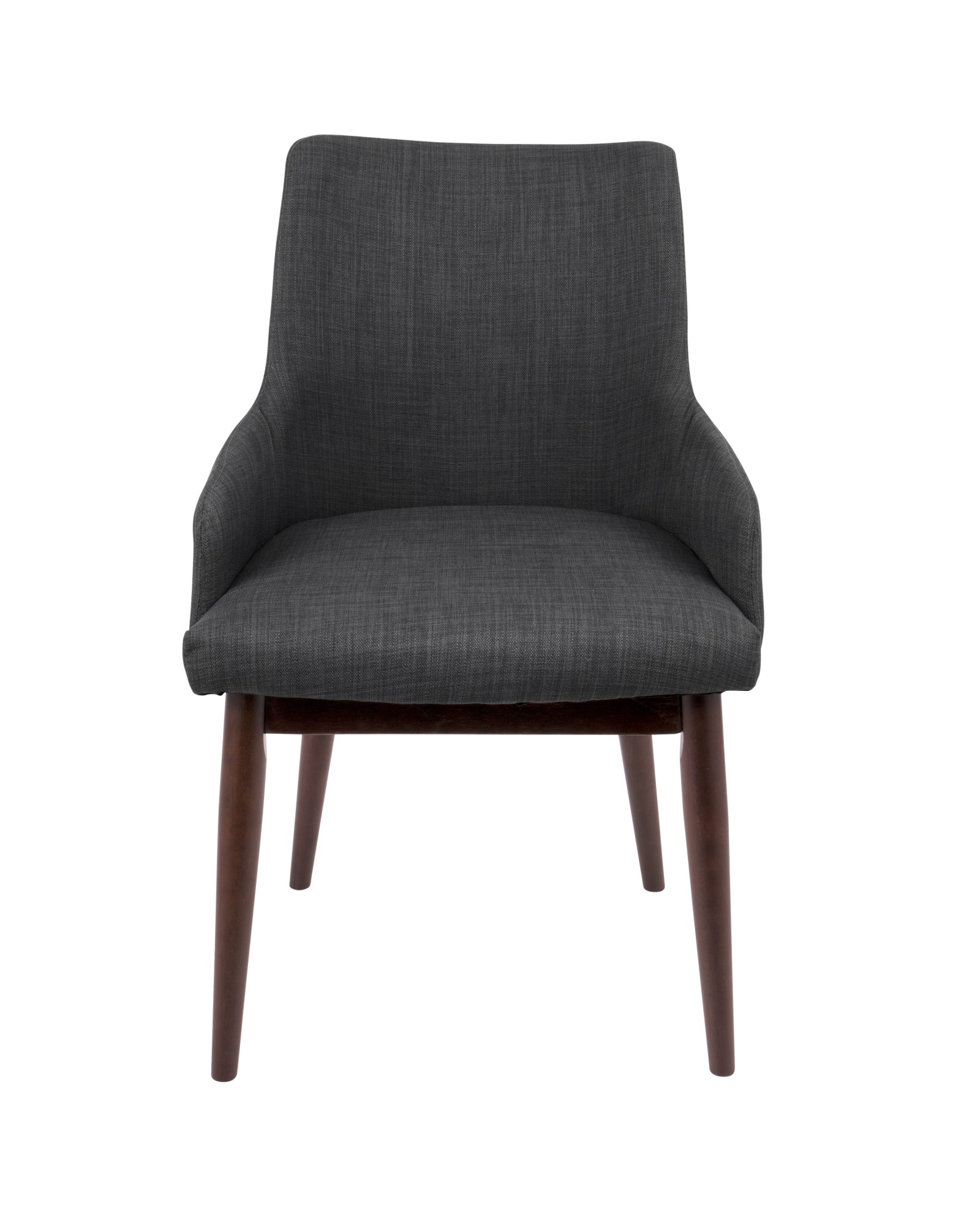 Santiago Mid-Century Modern Dining/Accent Chair in Walnut with Charcoal Fabric - Set of 2