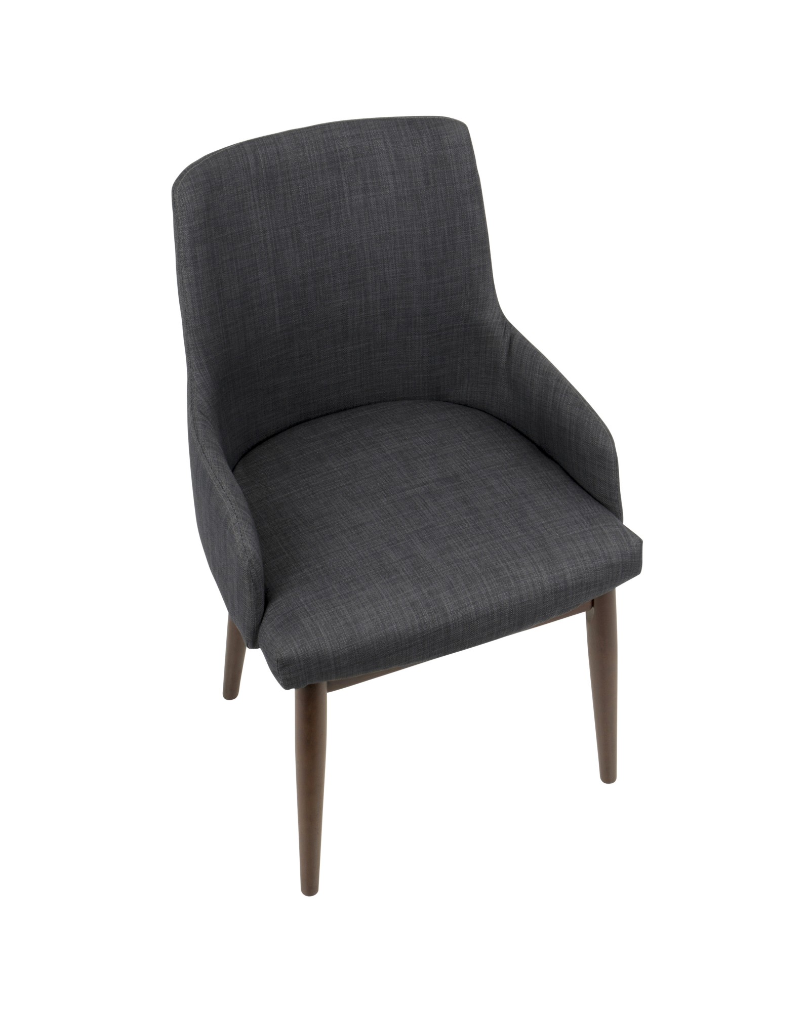 Santiago Mid-Century Modern Dining/Accent Chair in Walnut with Charcoal Fabric - Set of 2