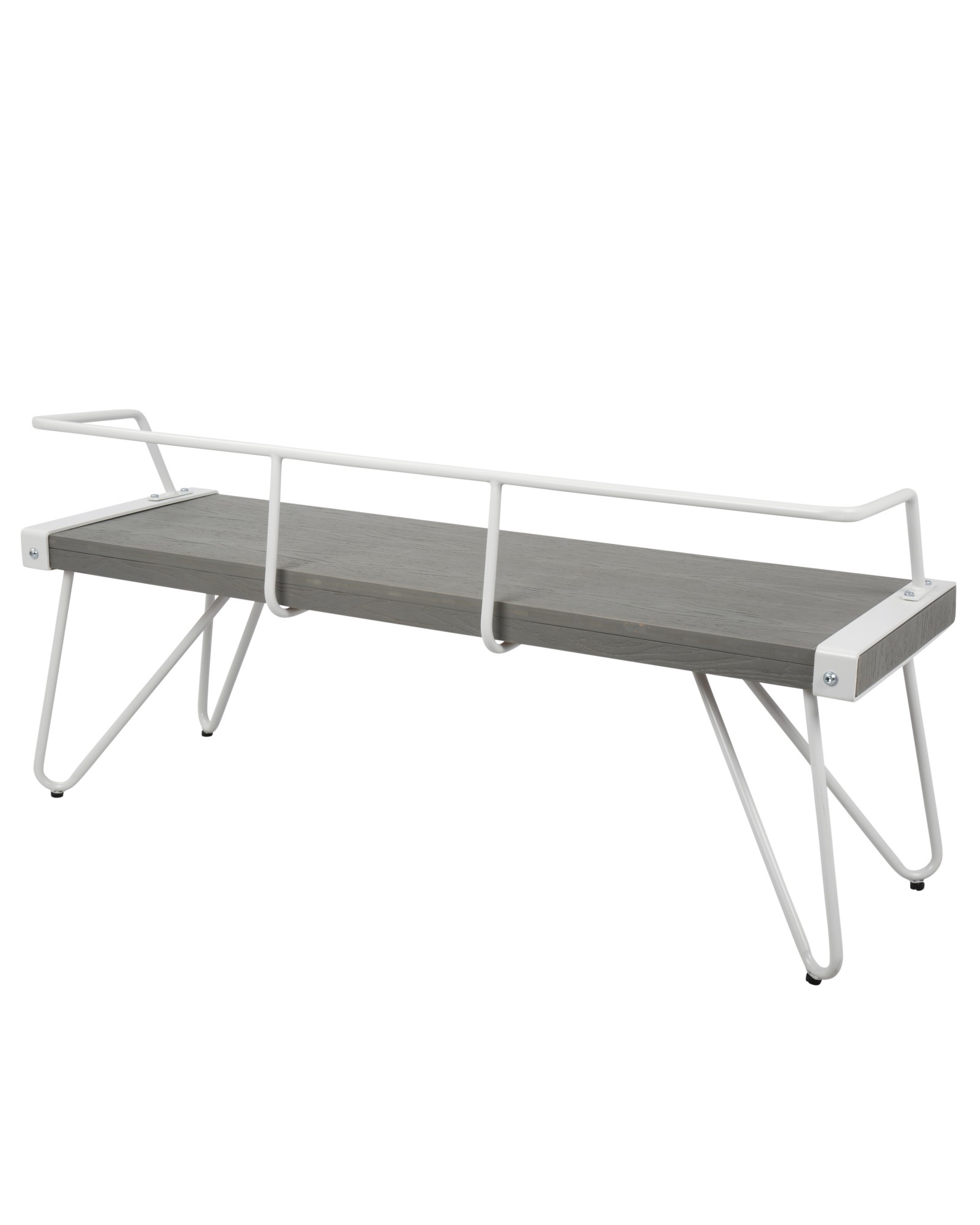 Stefani Industrial Bench in White and Grey