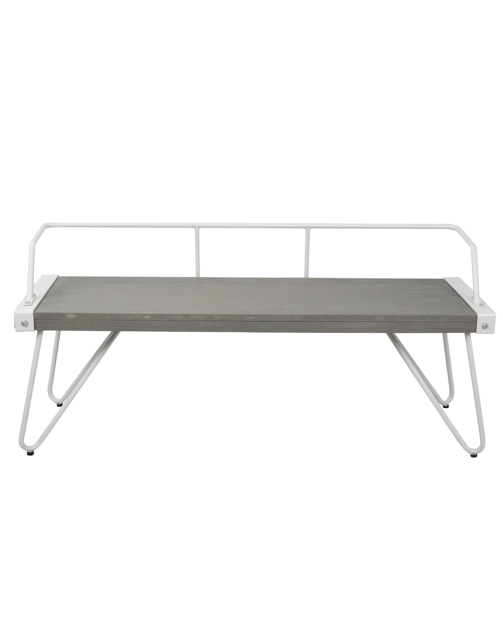 Stefani Industrial Bench in White and Grey