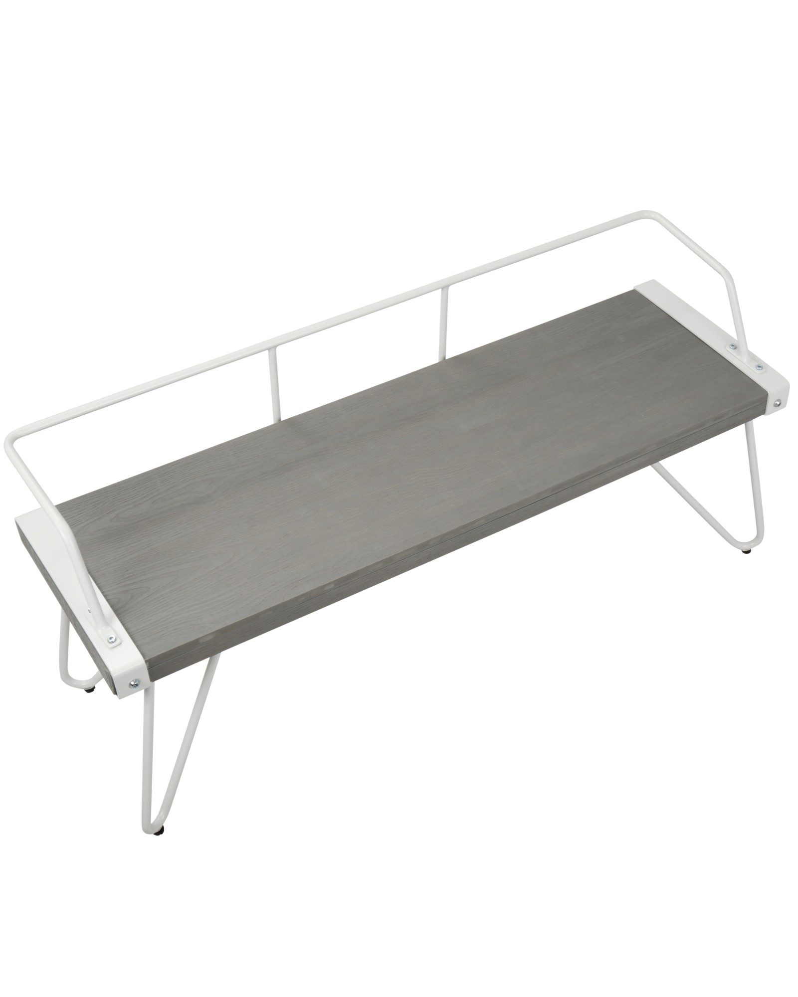 Stefani Industrial Bench in White and Grey