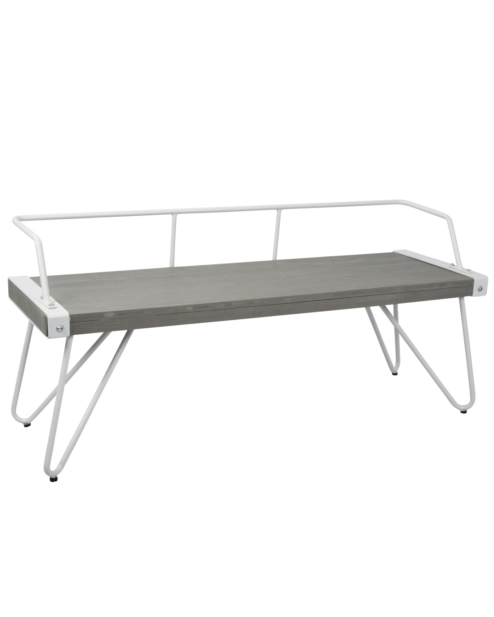 Stefani Industrial Bench in White and Grey