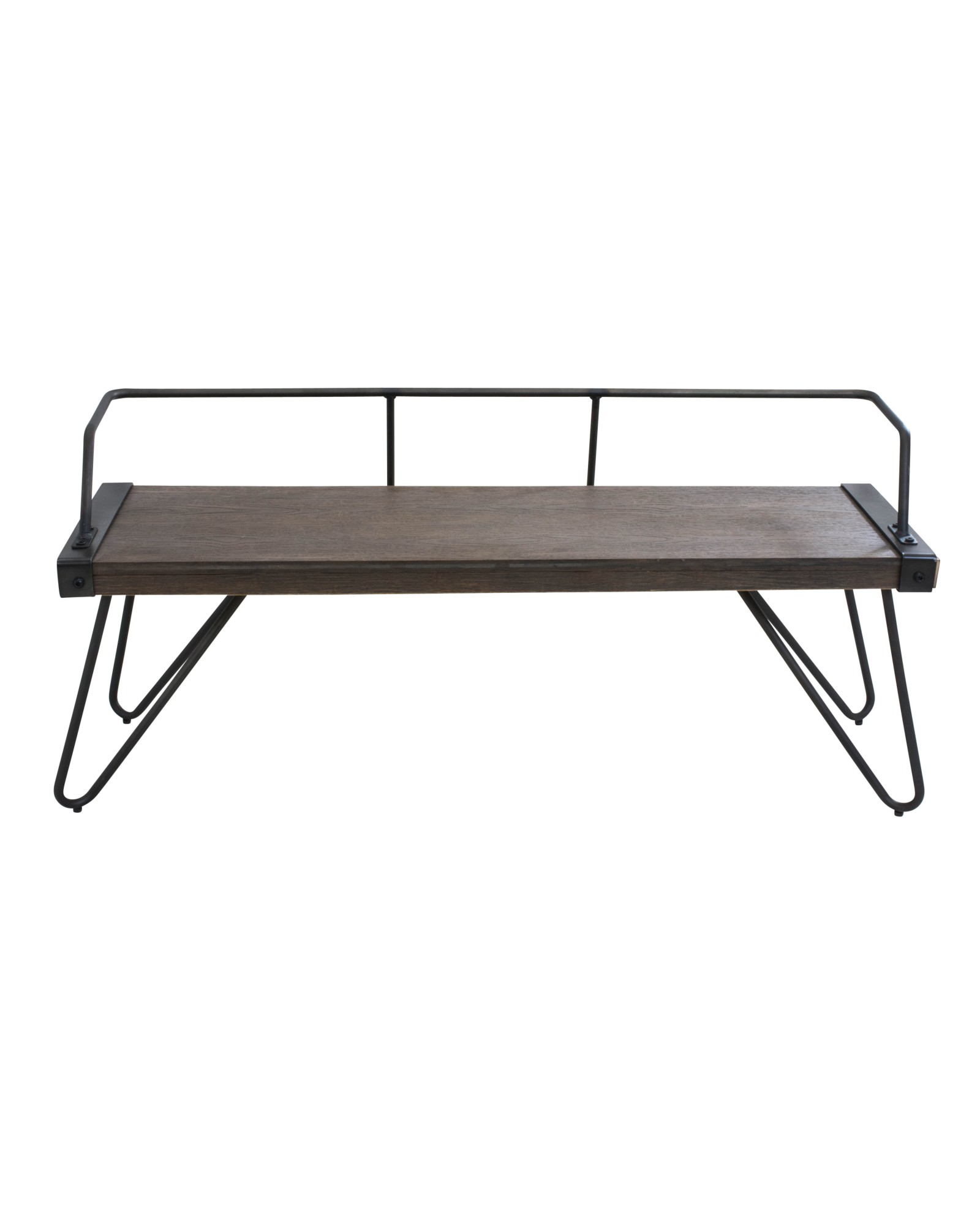 Stefani Industrial Bench in Antique and Walnut