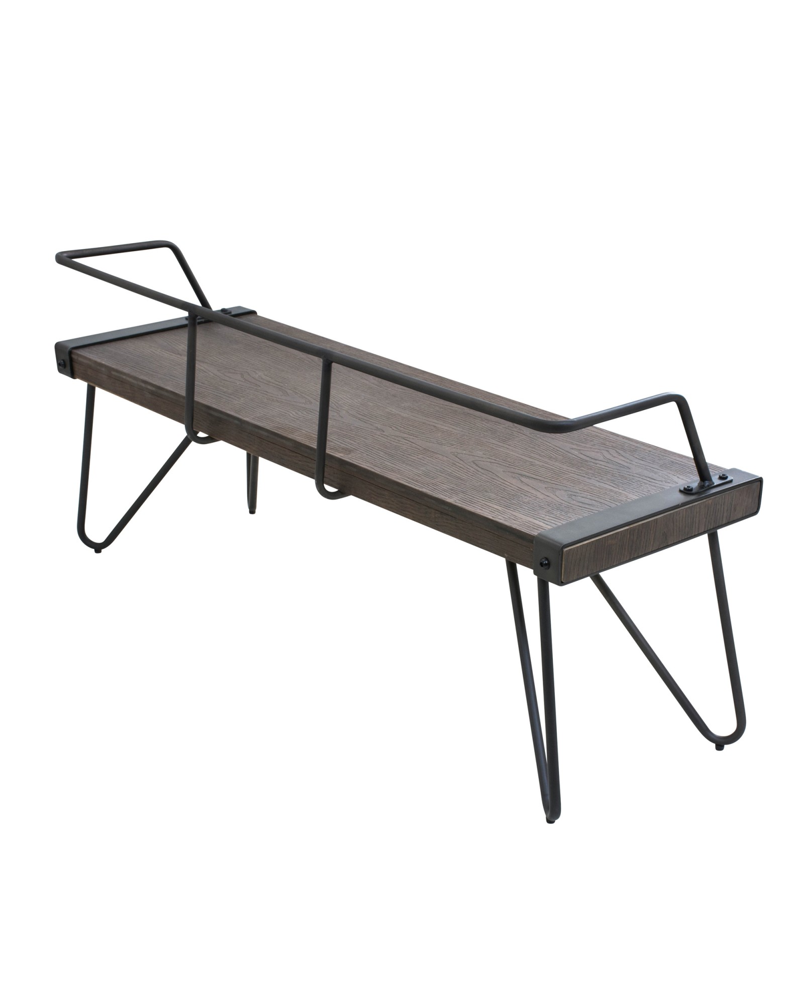 Stefani Industrial Bench in Antique and Walnut