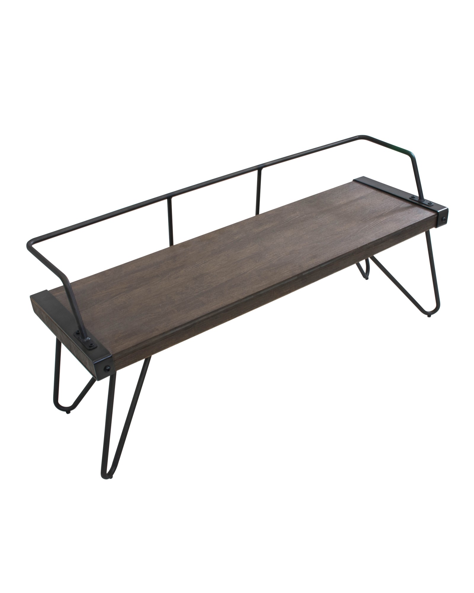 Stefani Industrial Bench in Antique and Walnut