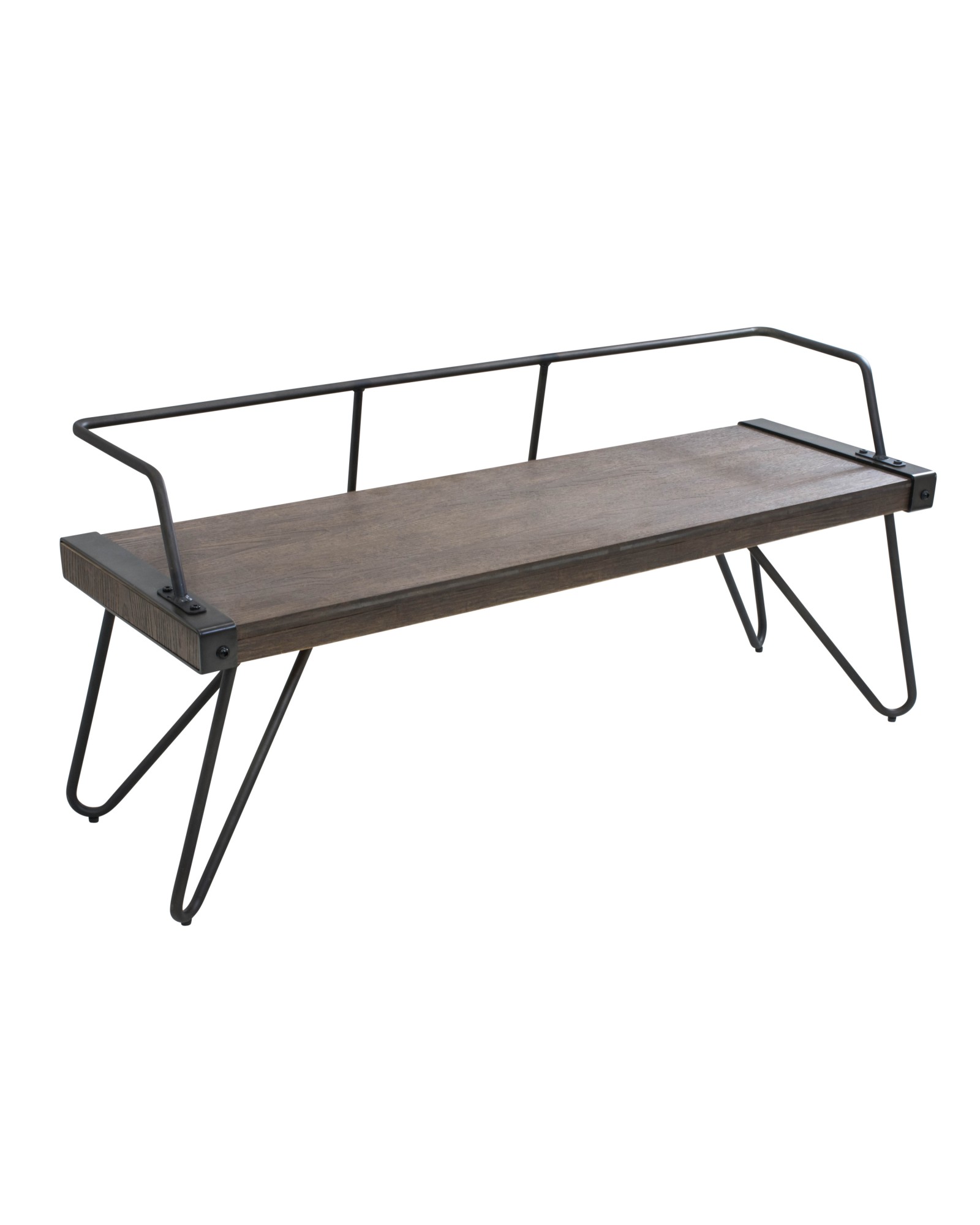 Stefani Industrial Bench in Antique and Walnut