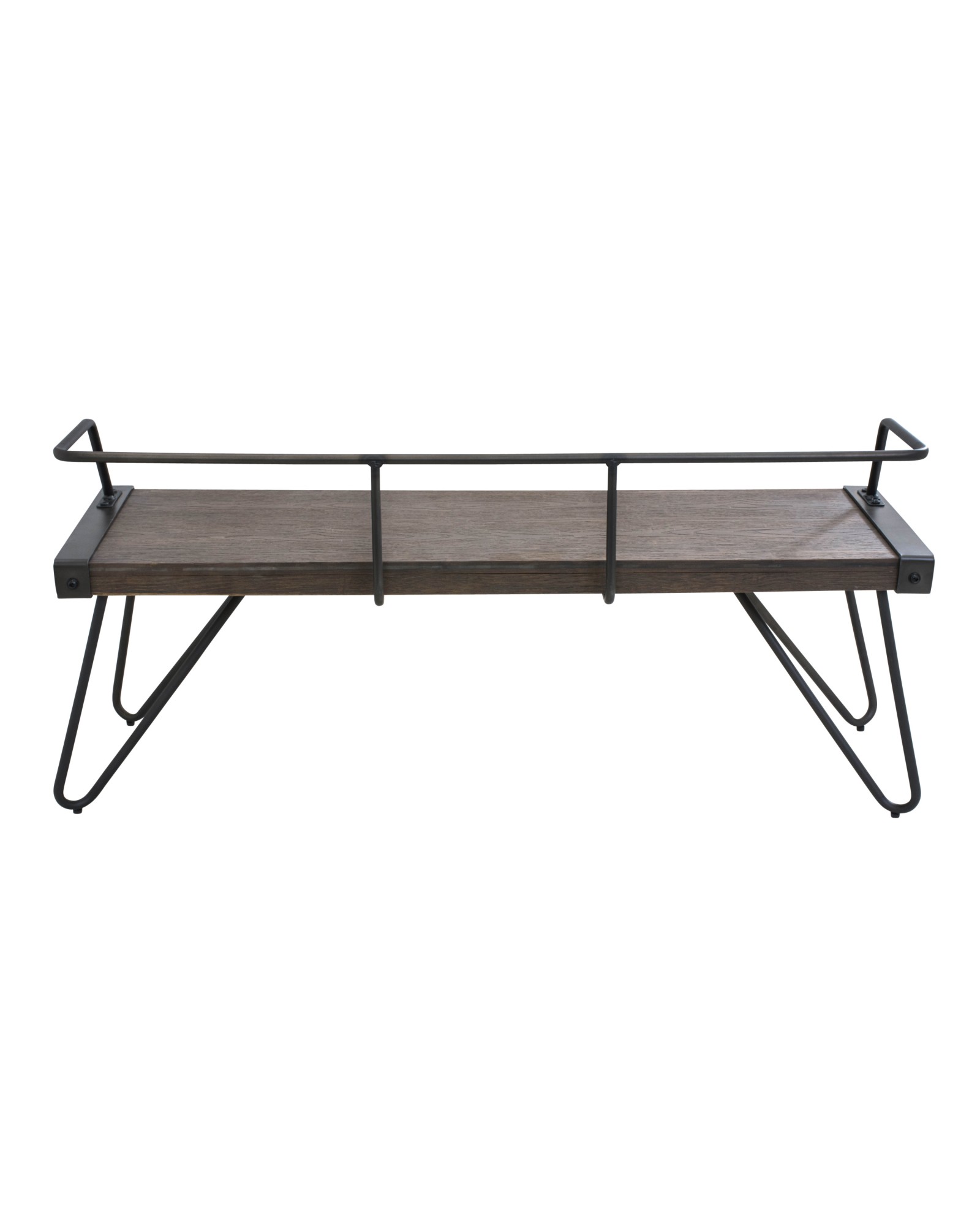 Stefani Industrial Bench in Antique and Walnut