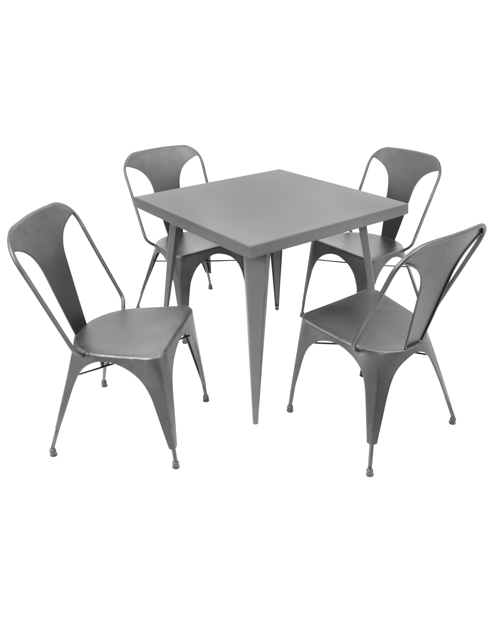 Austin Industrial Dining Chair in Matte Grey - Set of 2