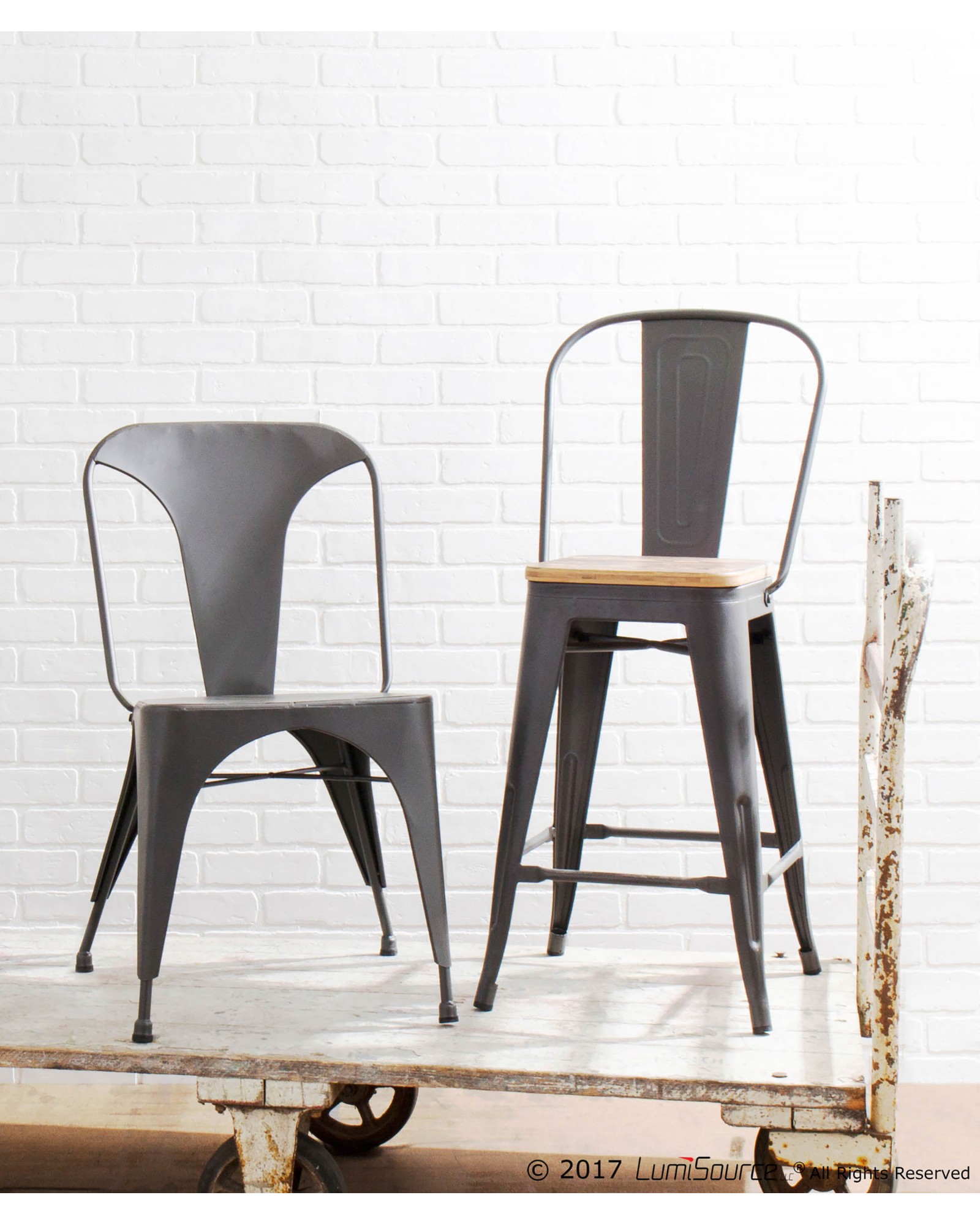 Austin Industrial Dining Chair in Matte Grey - Set of 2