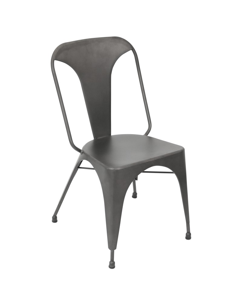 Austin Industrial Dining Chair in Matte Grey - Set of 2