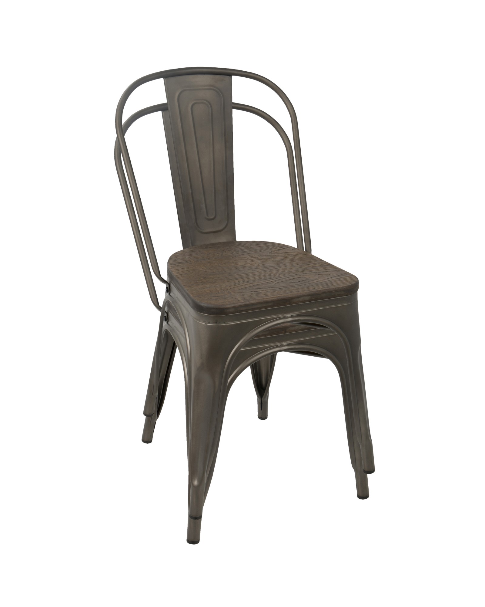 Oregon Industrial-Farmhouse Stackable Dining Chair in Antique and Espresso - Set of 2