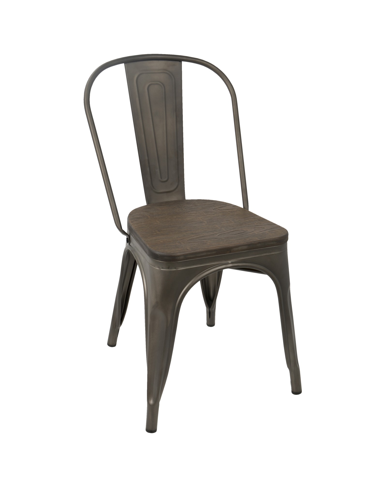 Oregon Industrial-Farmhouse Stackable Dining Chair in Antique and Espresso - Set of 2