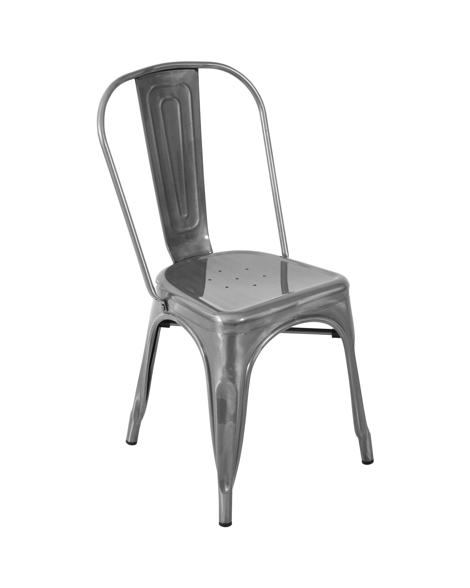 Oregon Industrial Stackable Dining Chair in Brushed Silver - Set of 2