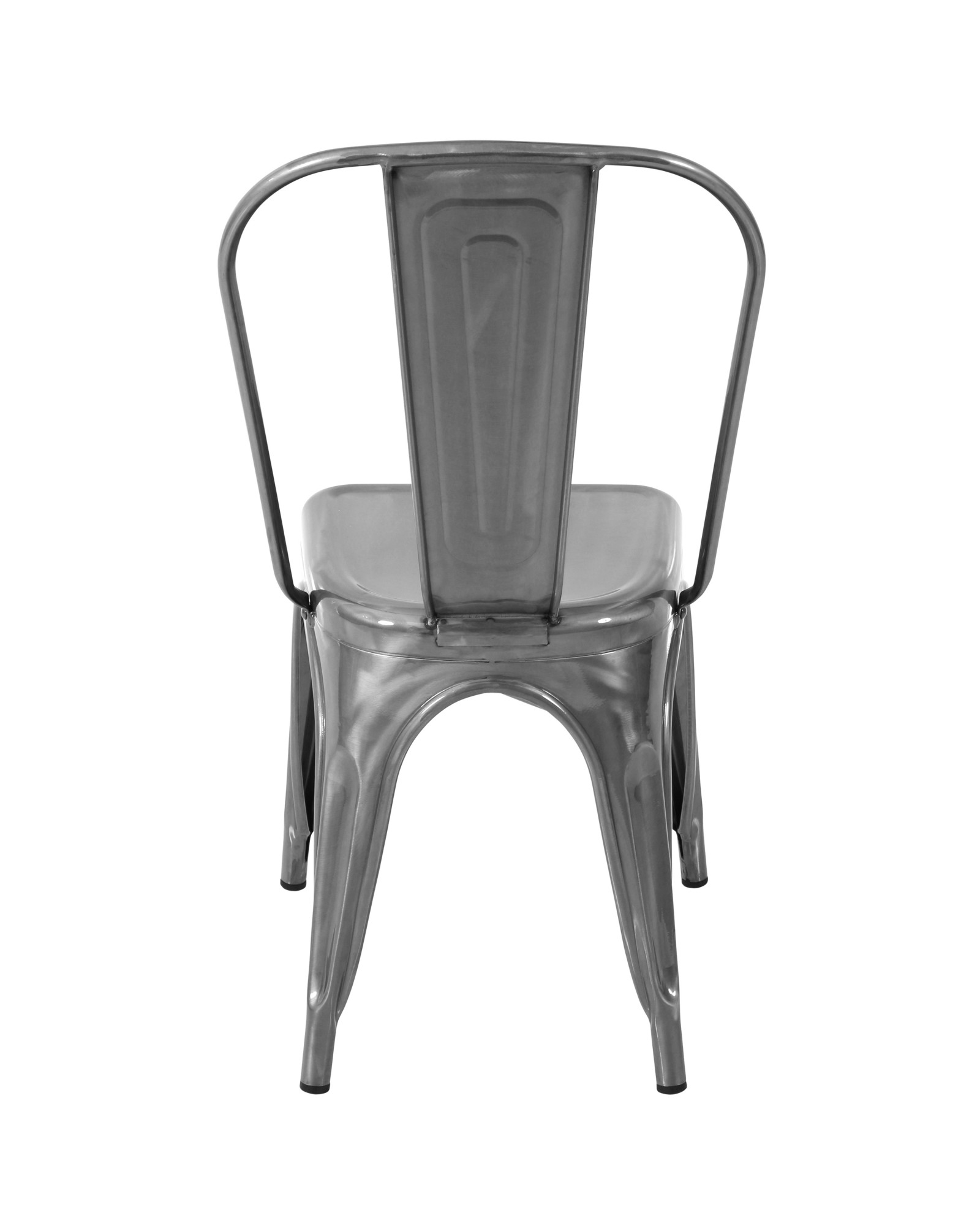 Oregon Industrial Stackable Dining Chair in Brushed Silver - Set of 2