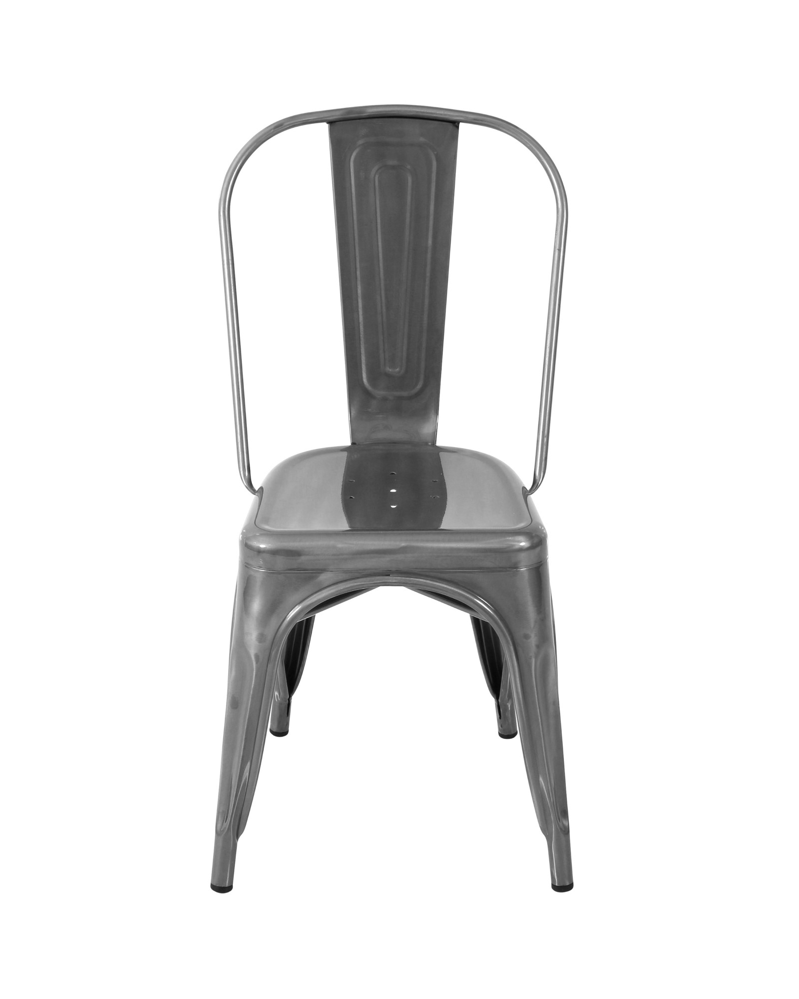 Oregon Industrial Stackable Dining Chair in Brushed Silver - Set of 2