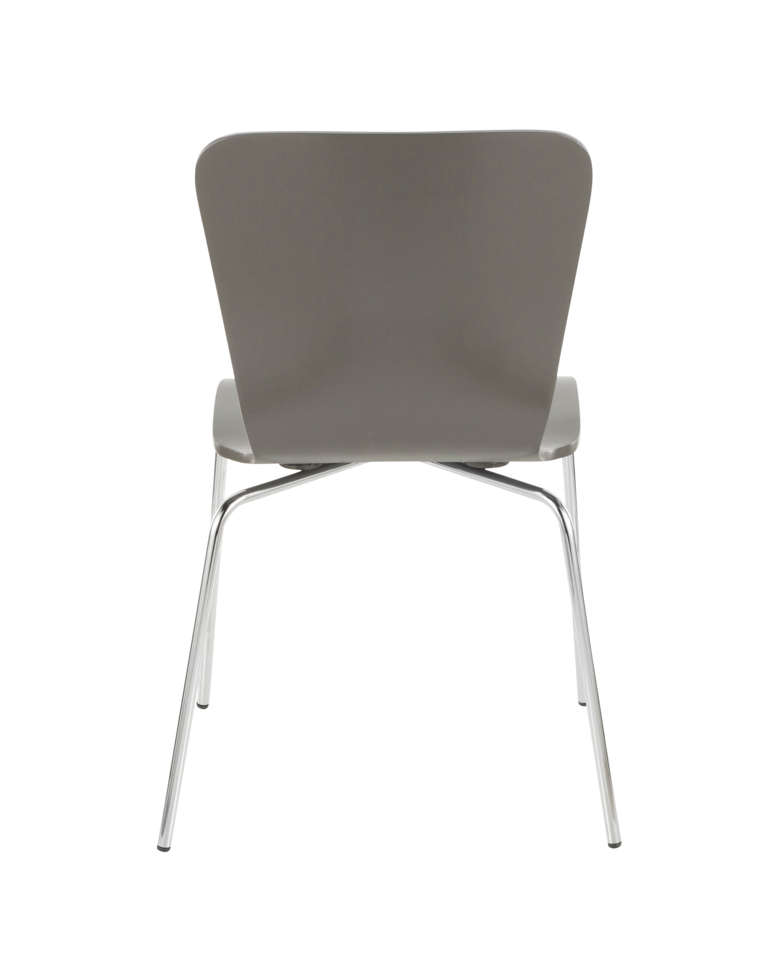 Bentwood Contemporary Stackable Dining Chair in Grey Wood and Chrome - Set of 4