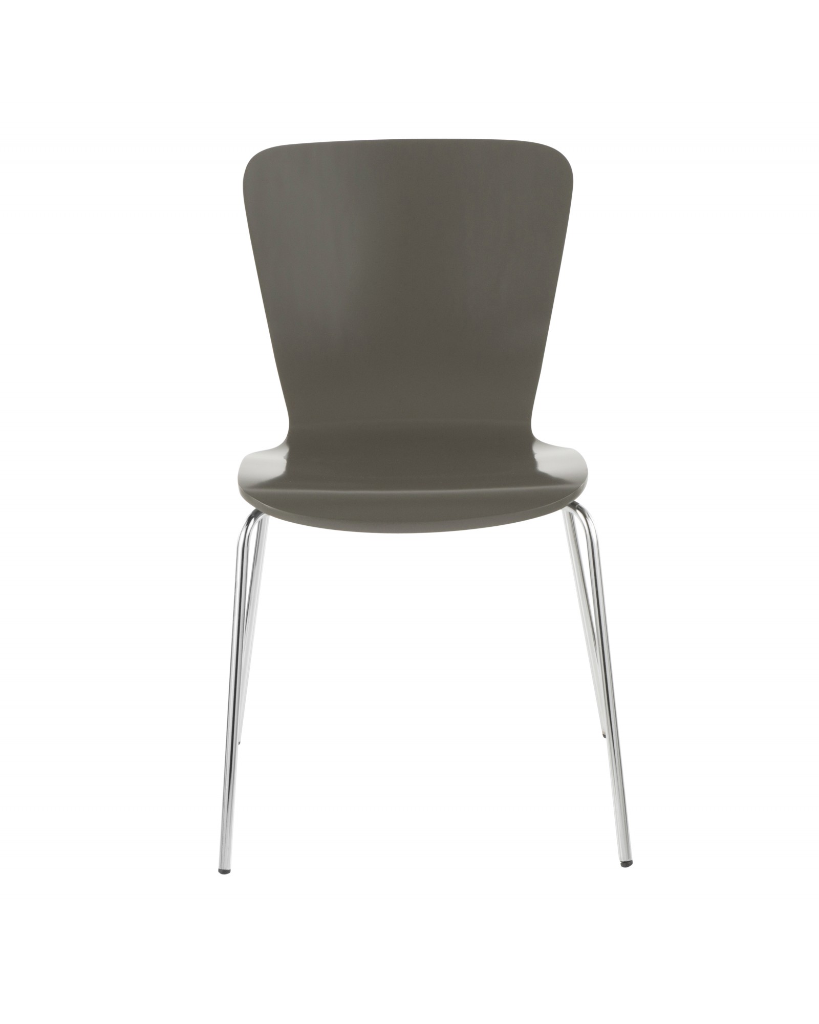 Bentwood Contemporary Stackable Dining Chair in Grey Wood and Chrome - Set of 4