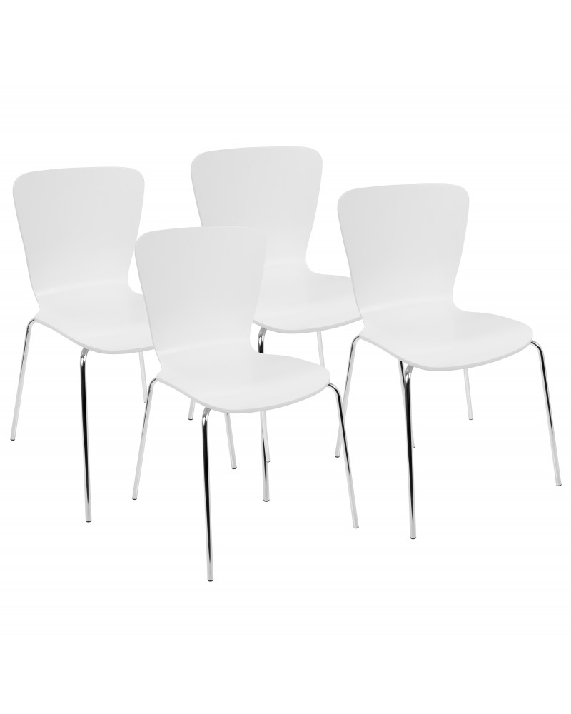 Woodstacker Contemporary Dining Chairs in White -Set of 4