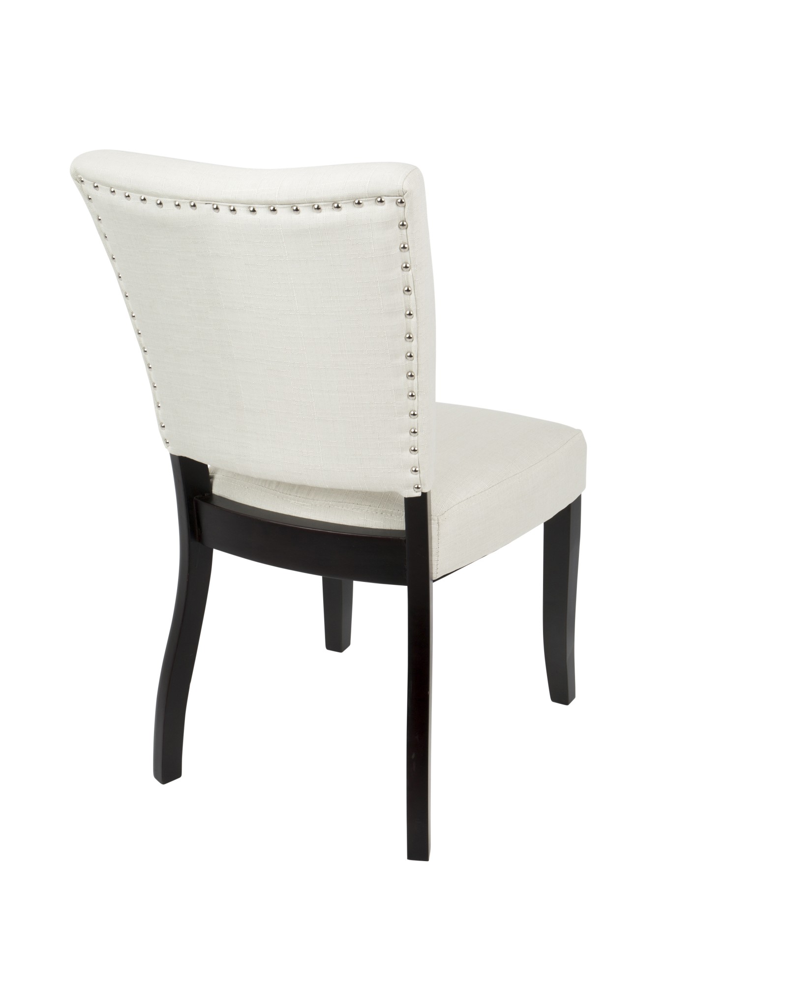 Vida Contemporary Dining Chair with Nailhead Trim in Espresso and Cream - Set of 2