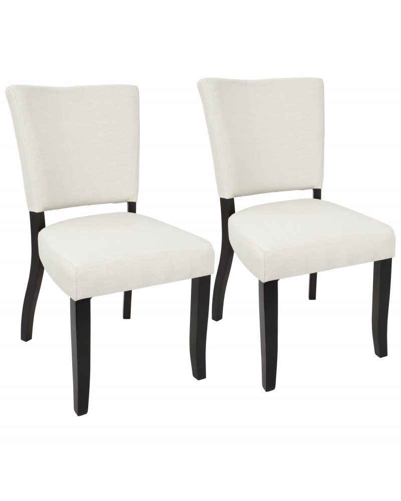 Vida Contemporary Dining Chair with Nailhead Trim in Espresso and Cream - Set of 2