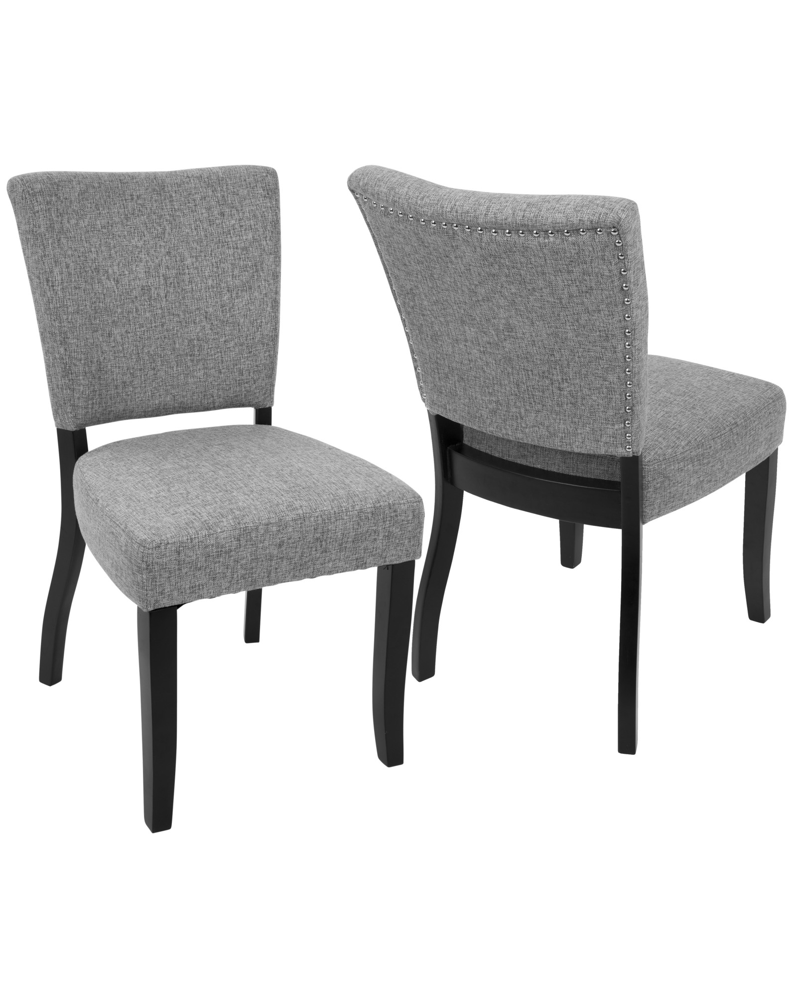 Vida Contemporary Dining Chair with Nailhead Trim in Espresso and Light Grey - Set of 2