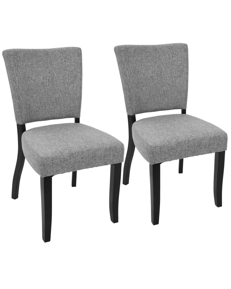 Vida Contemporary Dining Chair with Nailhead Trim in Espresso and Light Grey - Set of 2