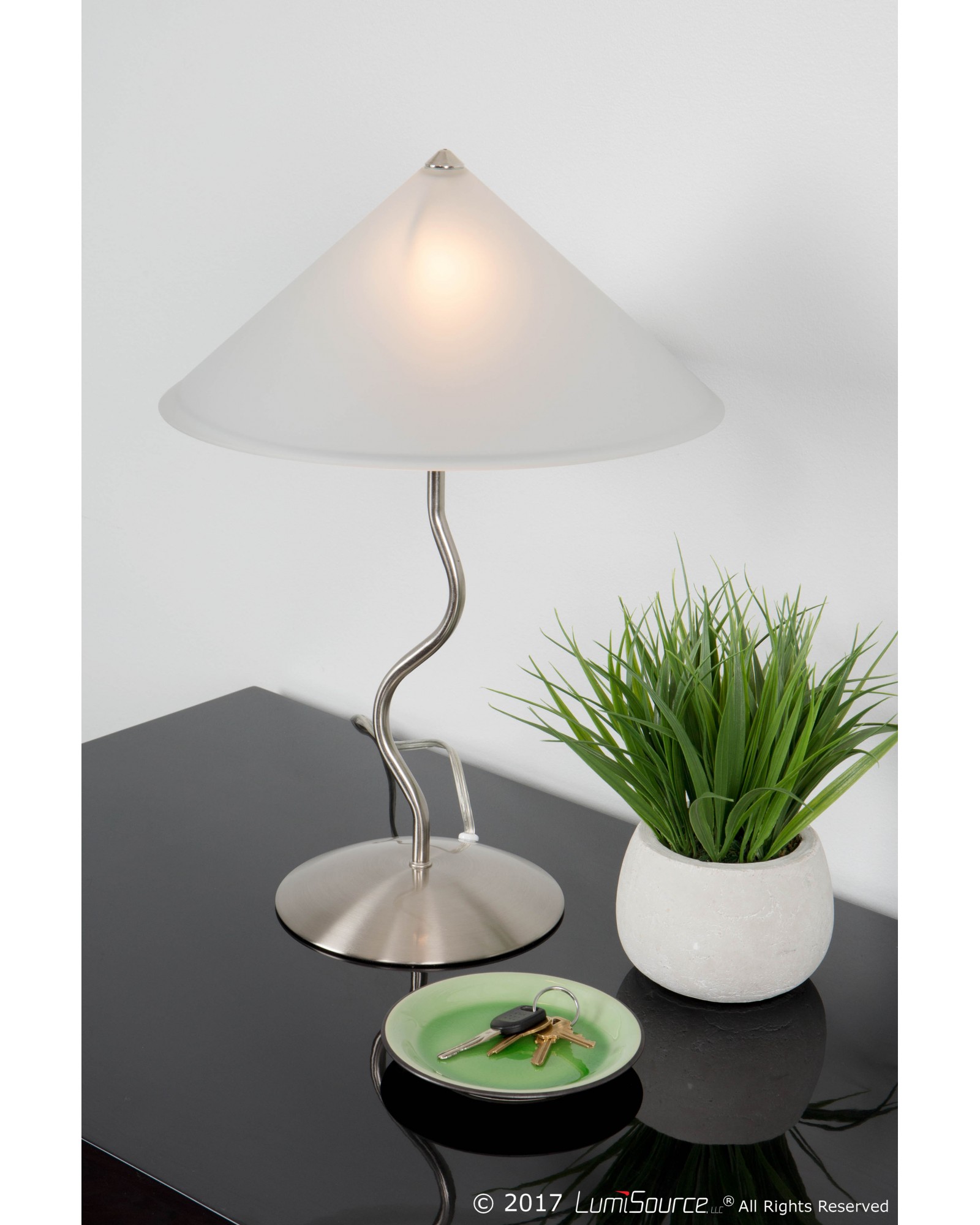 Doe Li Contemporary Desk Lamp with Brushed Satin Finish